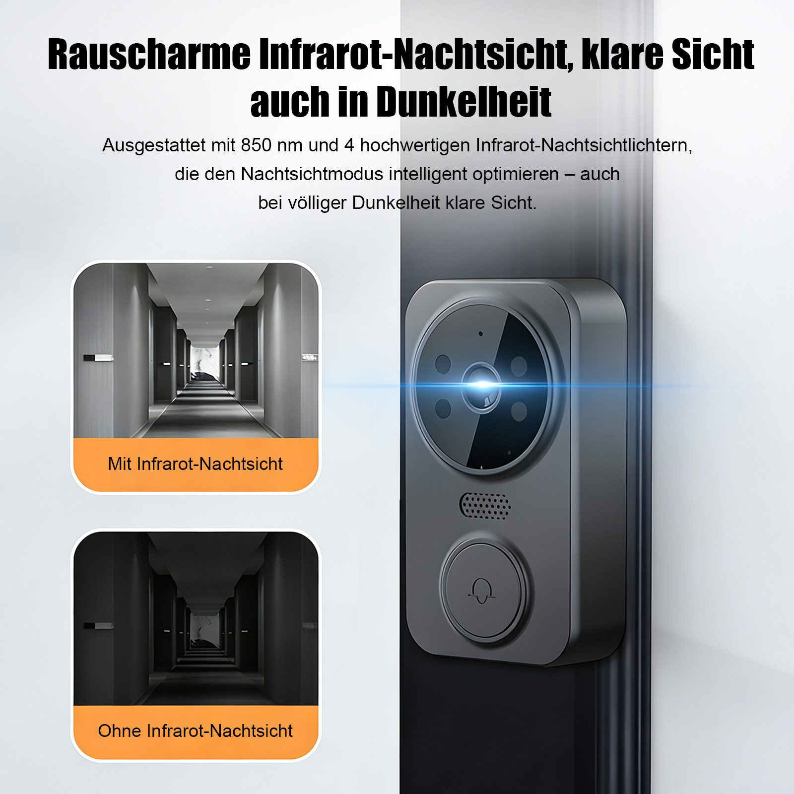 AKKEE Video-Türsprechanlage Drahtlose Video-Türklingel, 2,4-GHz-Verbindung (Mit intelligentem 4,3-Zoll-IPS-Display kabellose Türklingel) – Bild 5 von 5
