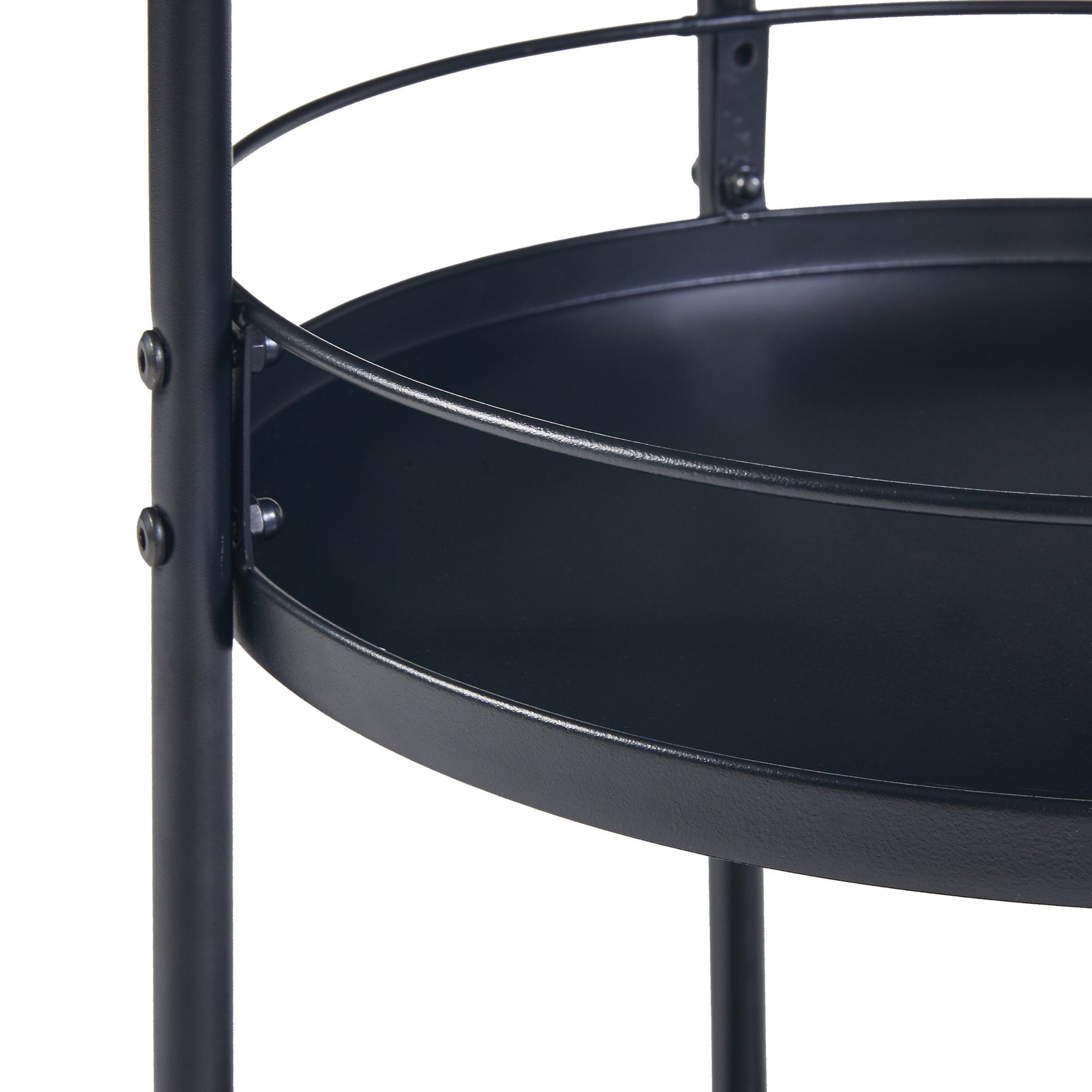 en.casa Servierwagen, »Munkedal« mit 3 Ablagen Metall 75 x Ø45 cm Schwarz