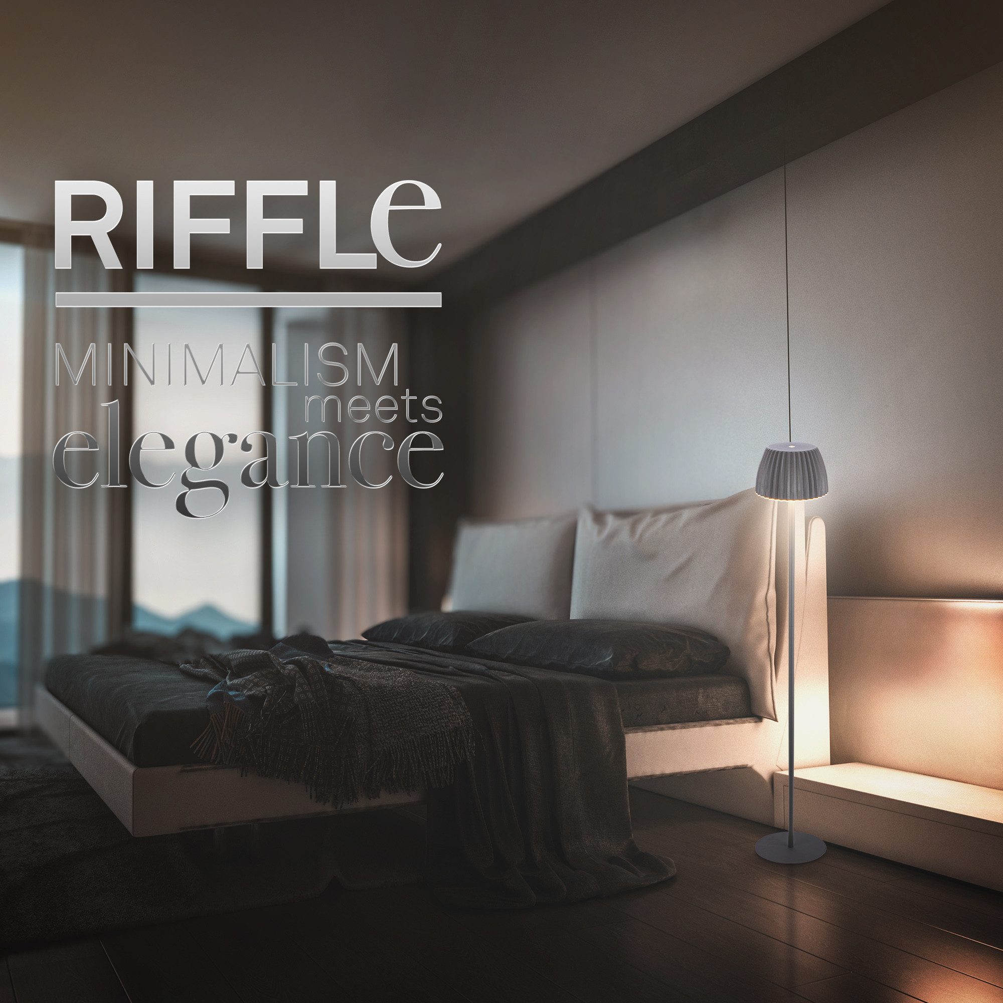 Briloner Leuchten LED Stehlampe Riffle Stehleuchte kabellos Akku dimmbar Design Award USB-C, LED fest integriert, 2700K - Extra-Warmweiß