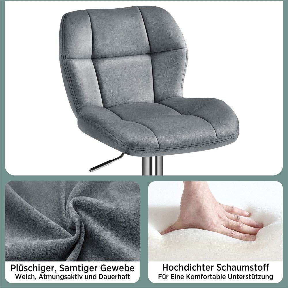 Yaheetech Barhocker 360° Drehbare Hocker mit Fußstütze (2 St), 1/2/4/6er-Set Barstühle Küchenstühle Bistrohocker höhenverstellbar – Bild 5 von 5