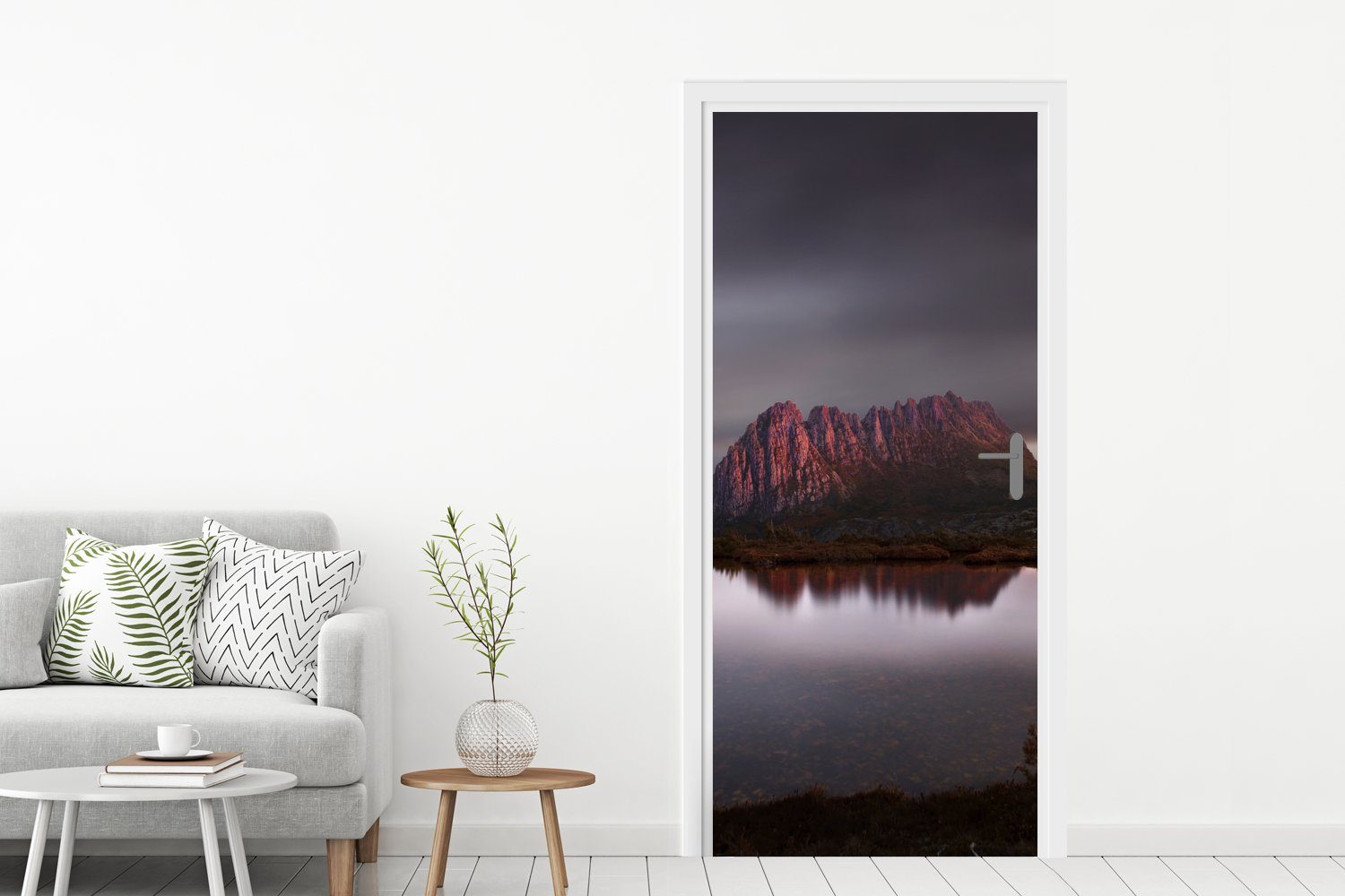 Türtapete in 75x205 am St), für Mountain bedruckt, Sonnenaufgang Fototapete Türaufkleber, MuchoWow Matt, Cradle Tür, Tasmanien, (1 cm