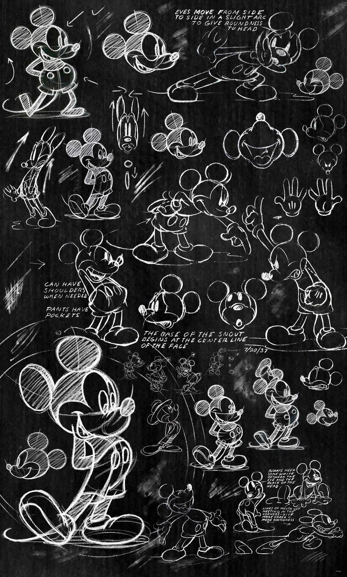 Vliestapete Digitaldruck Vlies - Mickey - Chalkboard - Größe 120 x 200 cm