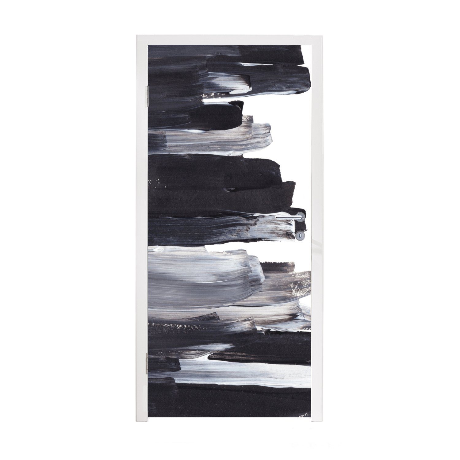MuchoWow Türtapete Farbe - Schwarz - Design, Matt, bedruckt, (1 St), Fototapete für Tür, Türaufkleber, 75x205 cm
