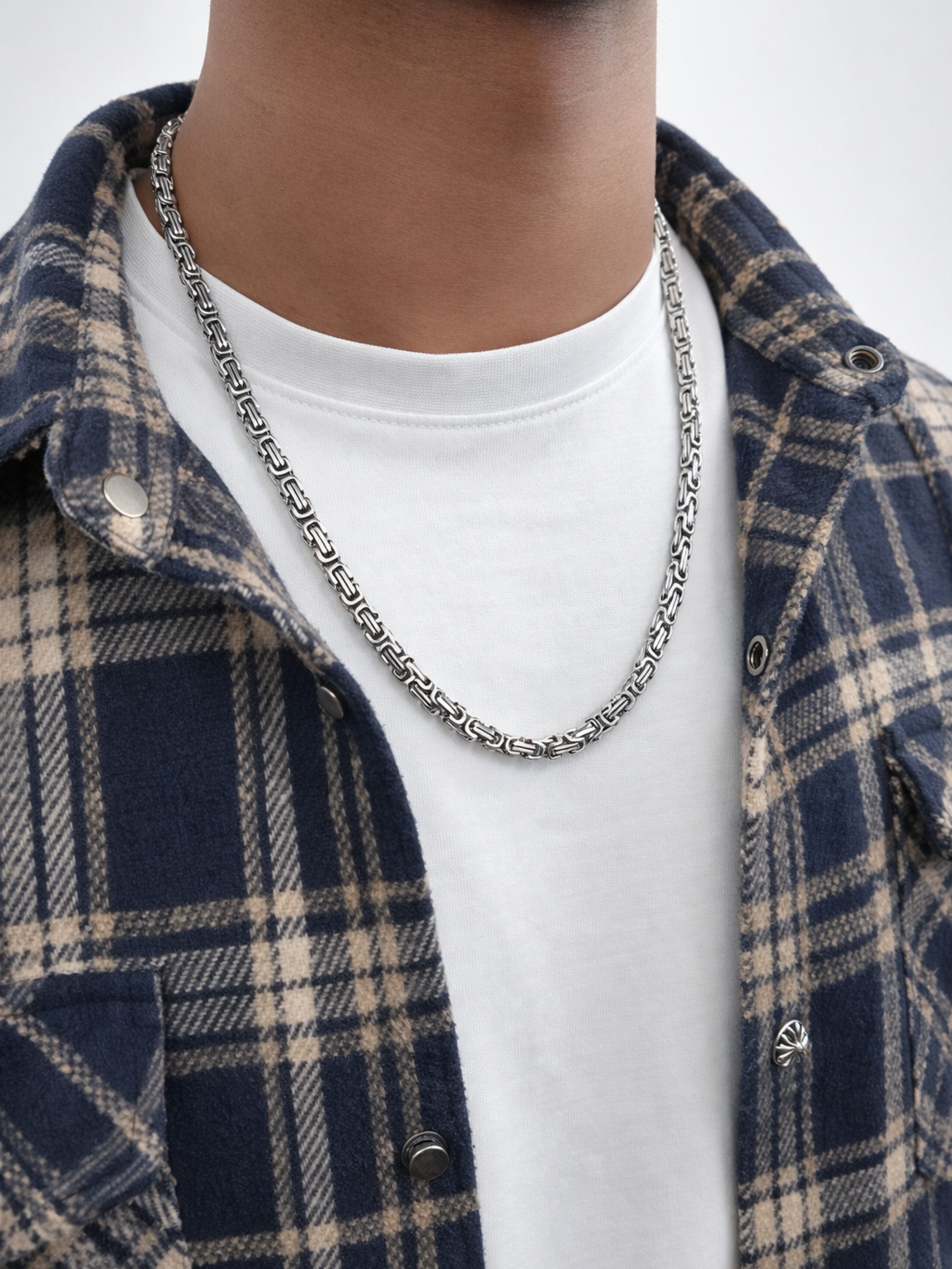 S&T Design Königskette Edelstahl Herren 60cm Halskette Männer Silber Byzantinische (King Chain, 1-tlg., Einzelkette), Halskette Herren Hip Hop Punk Halskette Sc – Bild 4 von 5