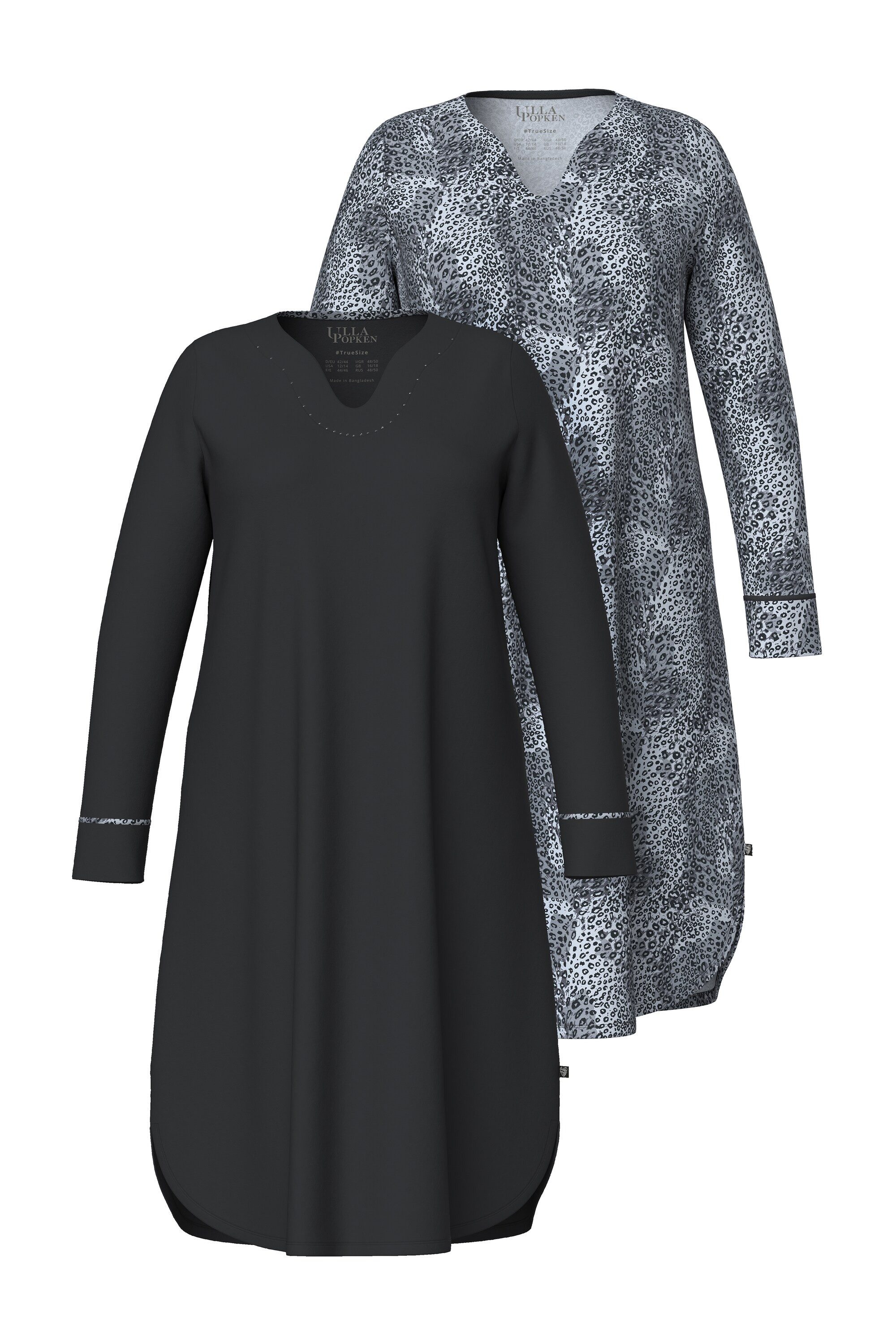 Ulla Popken Nachthemd Bigshirts 2er-Pack Tunika-Ausschnitt günstig online kaufen