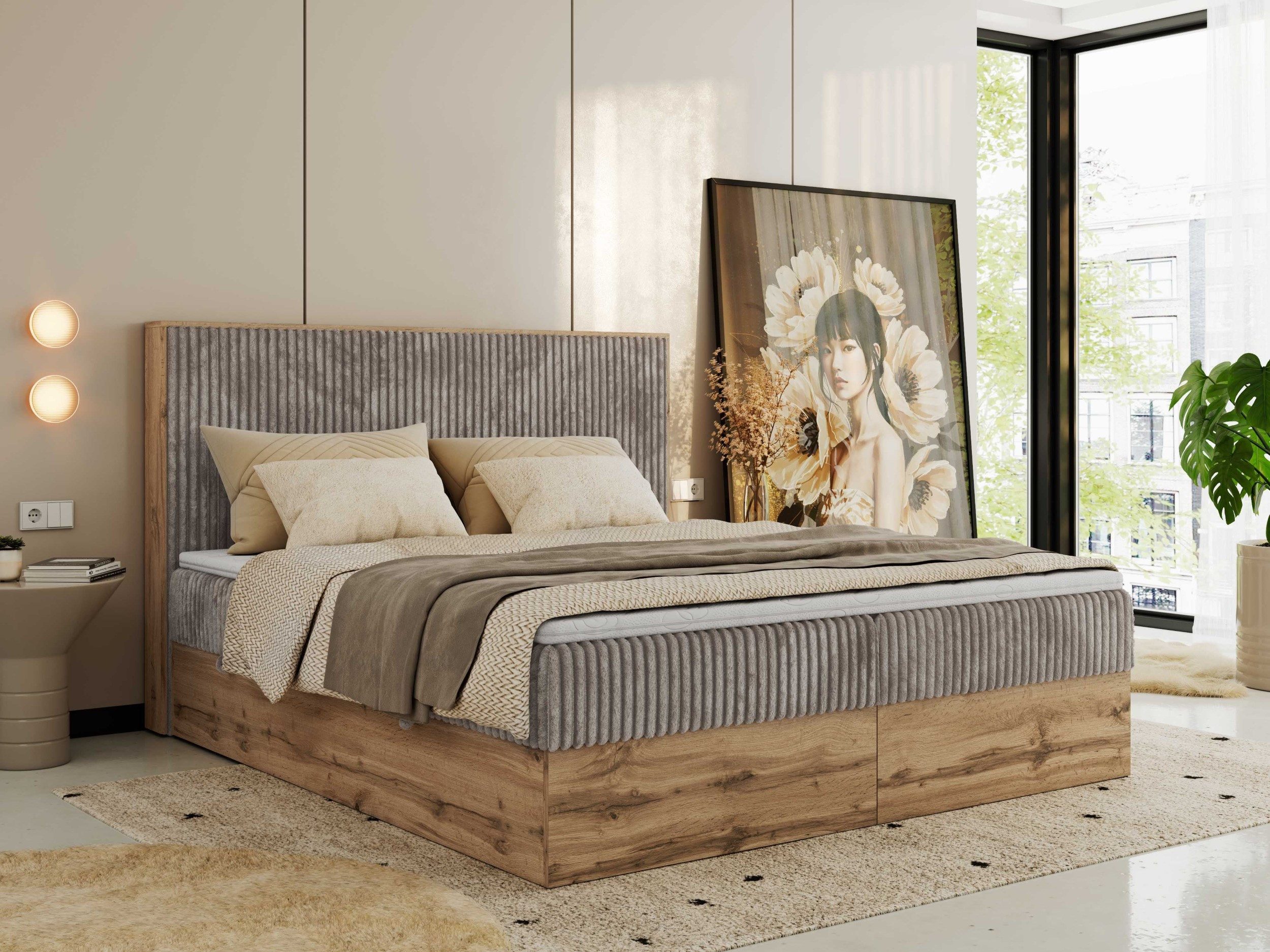 MKS MÖBEL Boxspringbett WOOD CLASSIC (Packung, Set, Topper T25, hohe Kopfte günstig online kaufen