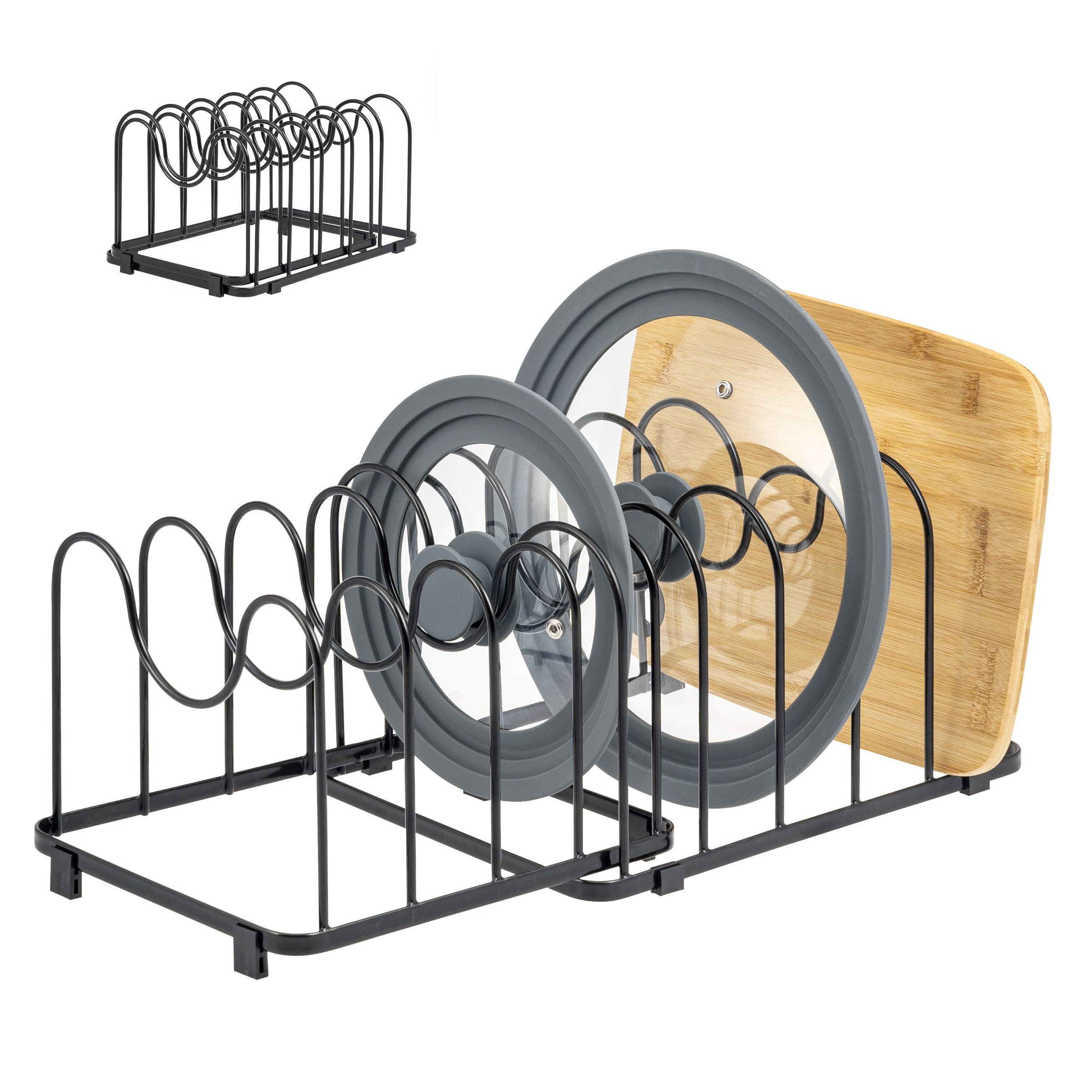 eluno Geschirrständer Topfdeckelhalter 2tlg-Set, Pfannenhalter, 9 Fächer, einstellbar
