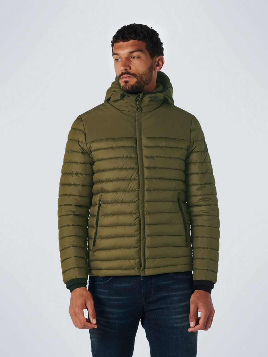 NO EXCESS Allwetterjacke Jacket Hooded Short Fit Padded Mix Army