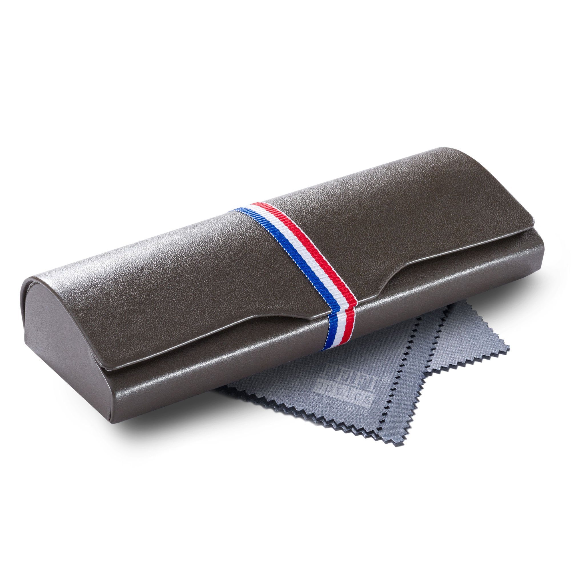 FEFI Brillenetui mit dekorativem Streifen-Band (Hardcase), inklusive Mikrofasertuch