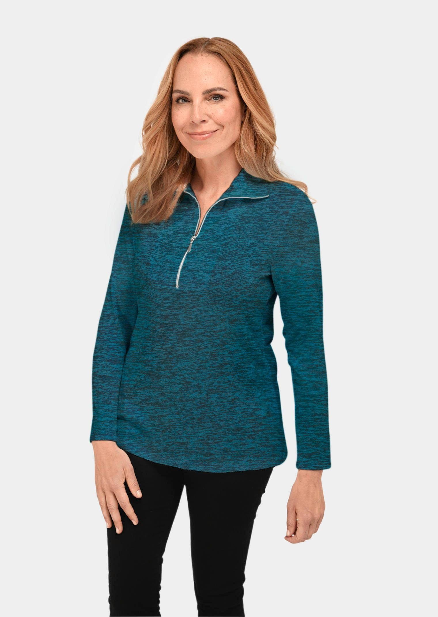 Langarmshirt Kurzgröße: Flauschiges Troyer- Shirt
