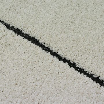Teppich Flauschiger Teppich creme Rauten in schwarz, TeppichHome24, rechteckig