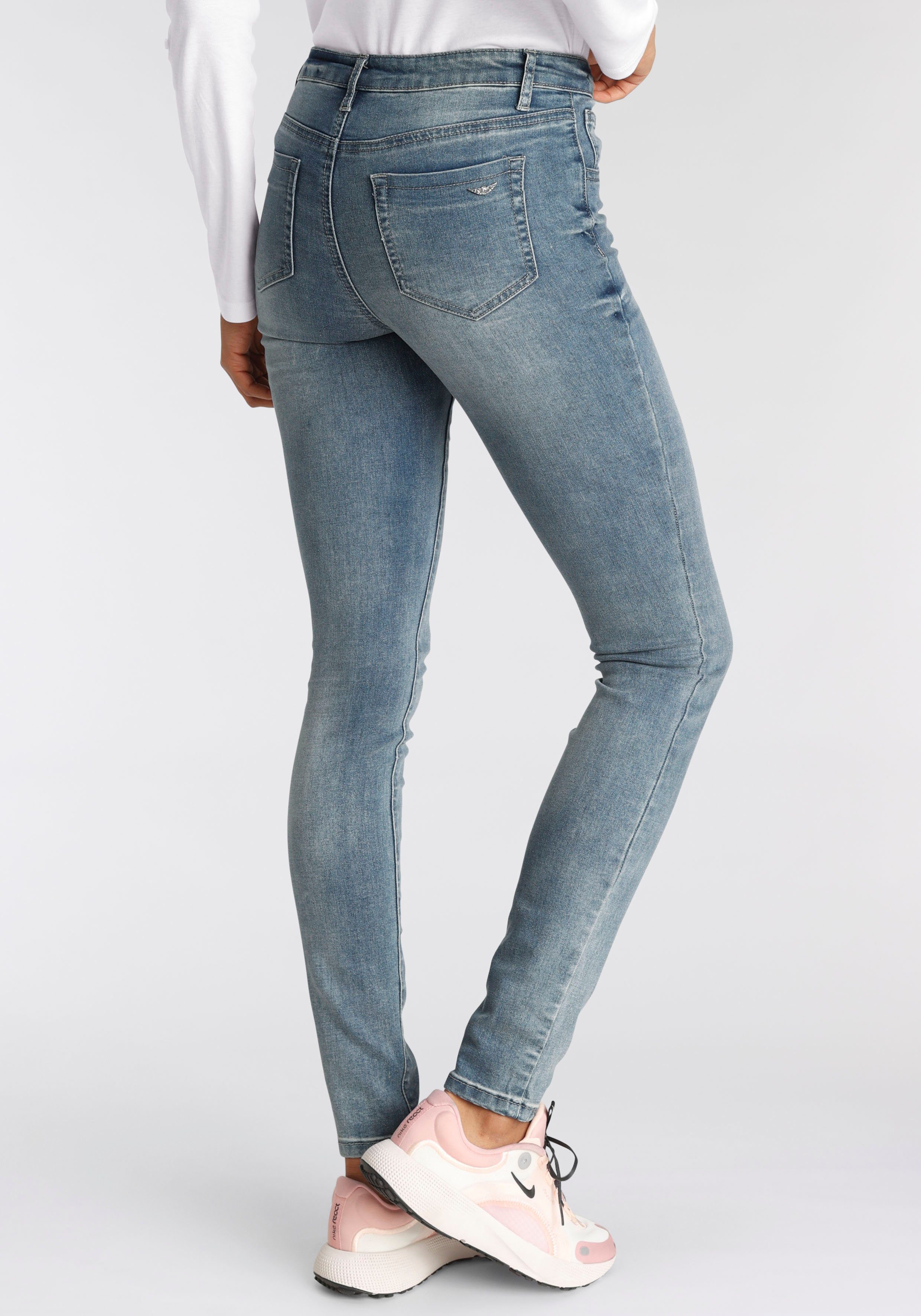 Arizona Ultra-Stretch blue-used Skinny-fit-Jeans Waist Mid