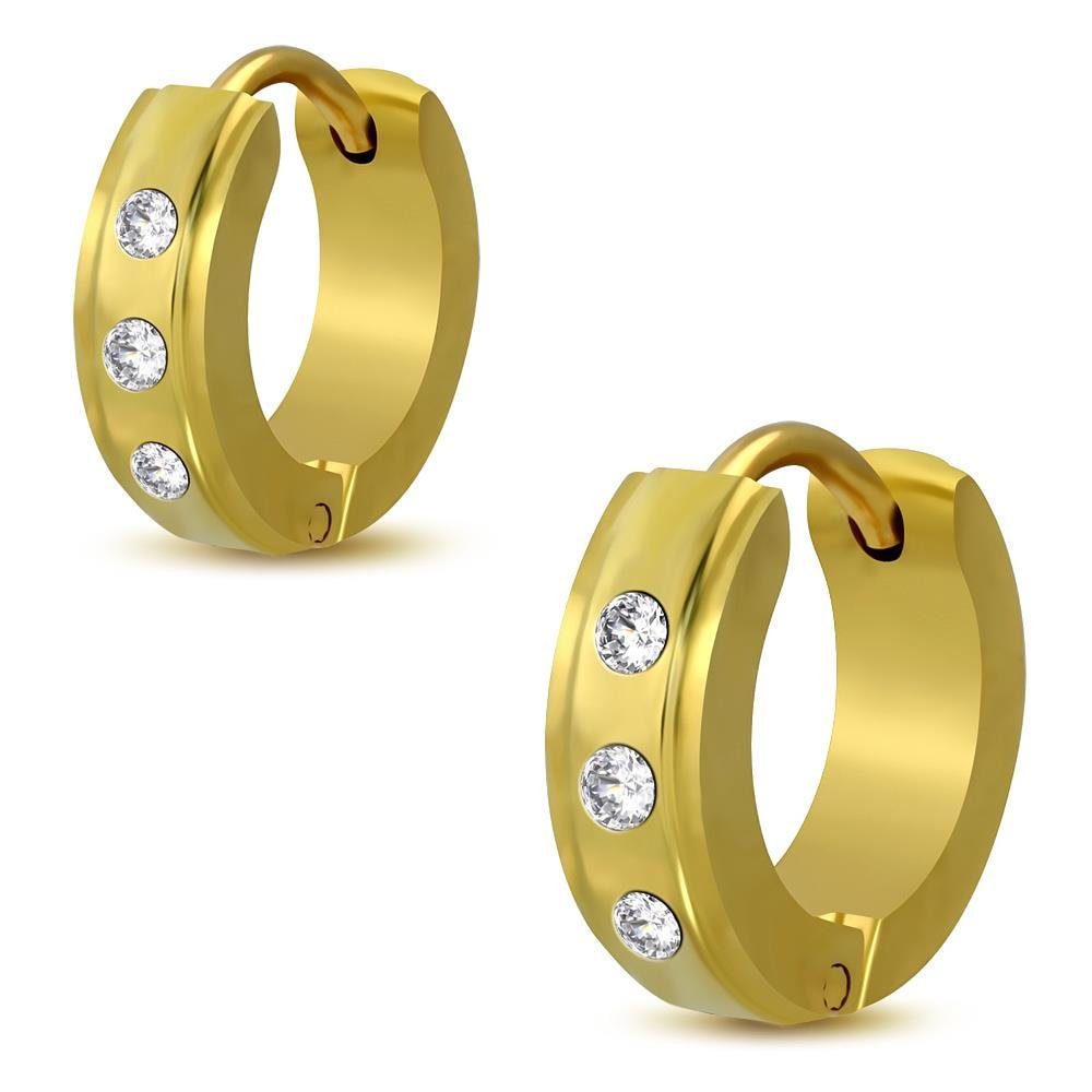 BUNGSA Creolen-Set Creolen Multikristall mit Rändern gold (2 abgesetzten für (1 Paar aus Ohrschmuck Edelstahl 2-tlg), Stück), Ohrringe