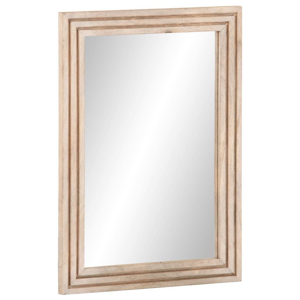 vidaXL Badezimmer-Set Badspiegel 50x70 cm Massivholz und Glas, (1-St)