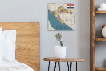 OneMillionCanvasses® Leinwandbild Karte von Kroatien mit Bezirken und Städten, (1 St), Leinwand Bilder für Wohnzimmer Schlafzimmer
