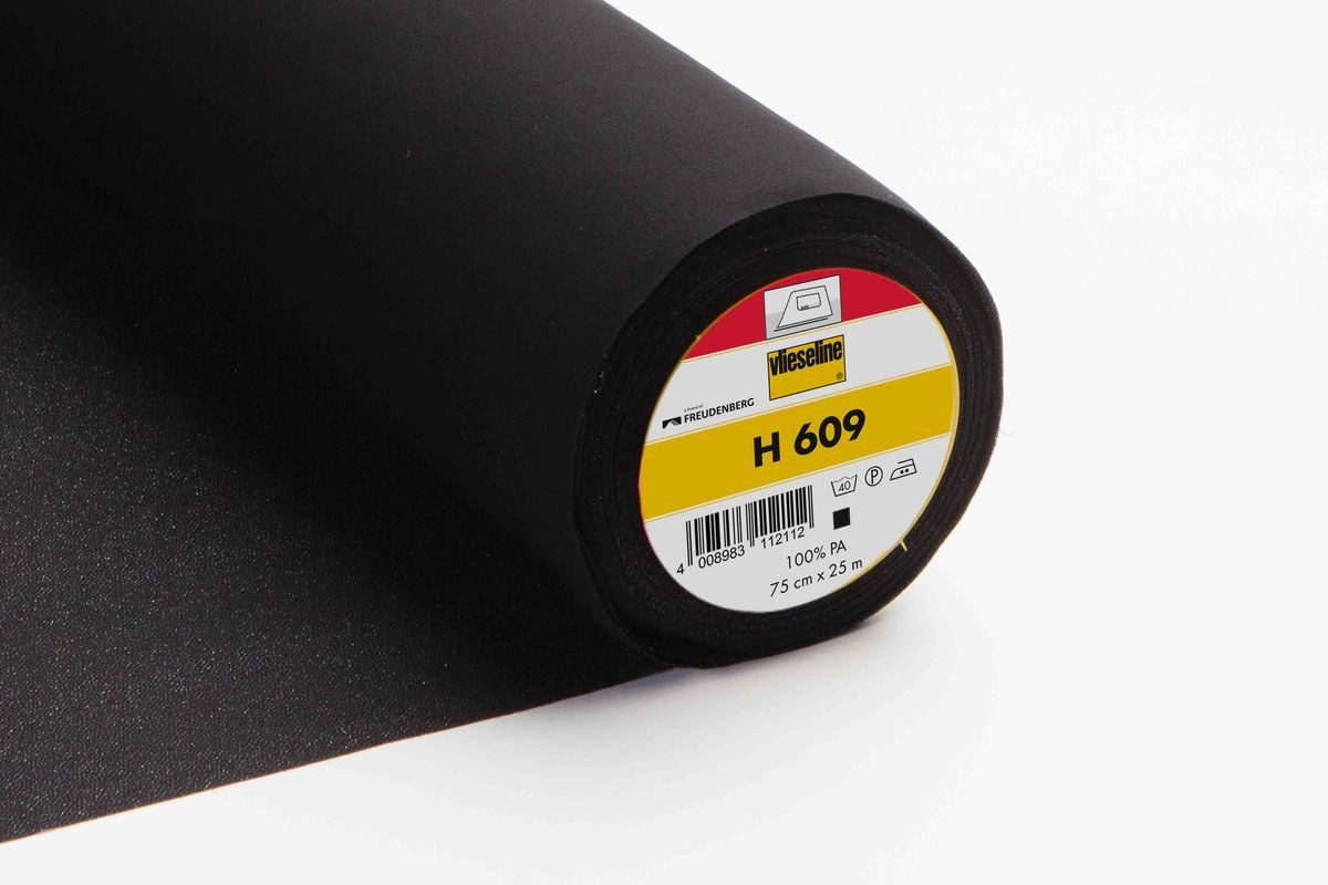 Stoff Vlieseline H 609 für elastische Oberstoffe Meterware schwarz 75cm