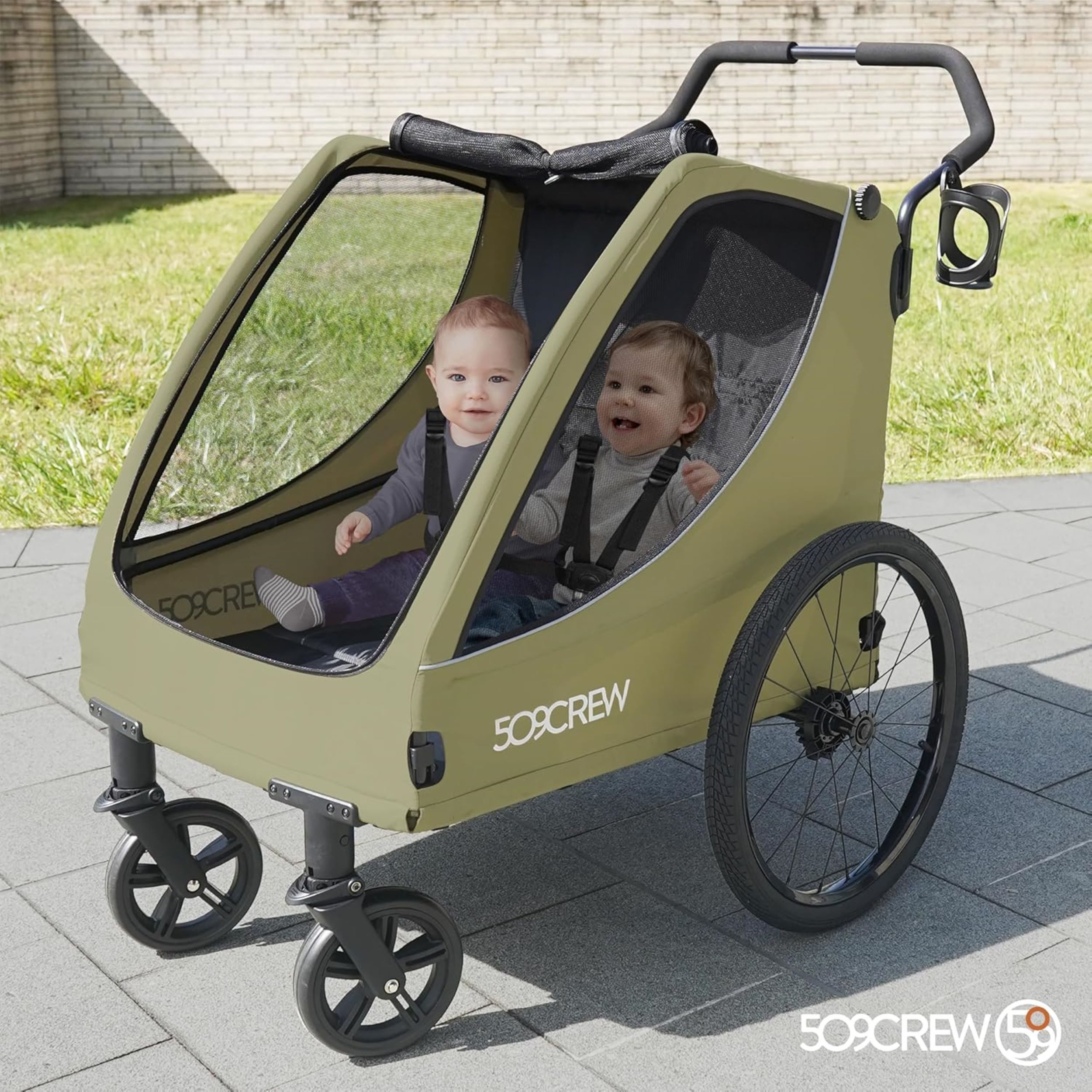 509_Crew Bollerwagen Kinder Trekker II für 2 Kinder robust, Doppelkinderwagen, klappbar, bis 50 kg belastbar – Bild 5 von 5