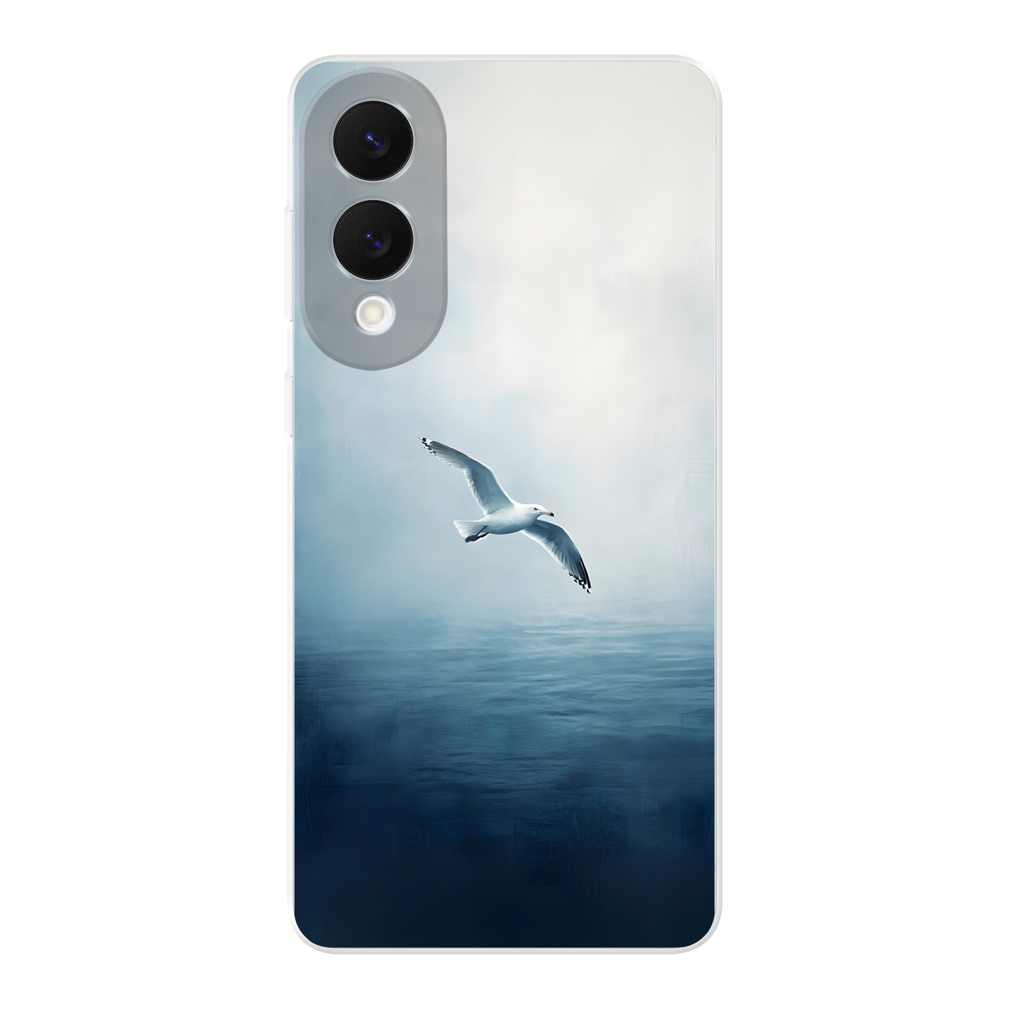MuchoWow Handyhülle für Samsung Galaxy S25 Edge Möwe - Weiß - Meer - Neblig, Phone Case, Silikon, Schutzhülle Dünn