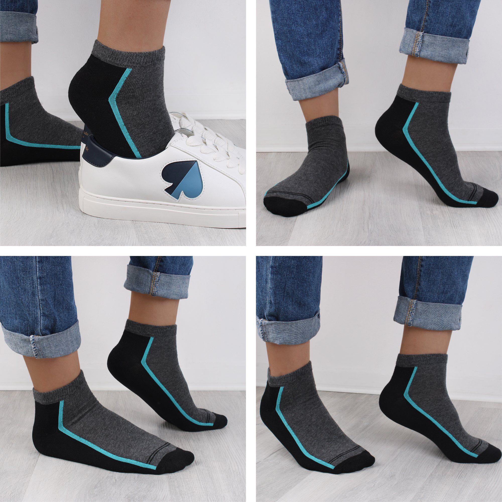 L&K Sneakersocken 92253 (12er-Pack) Herren Füßling aus Baumwolle