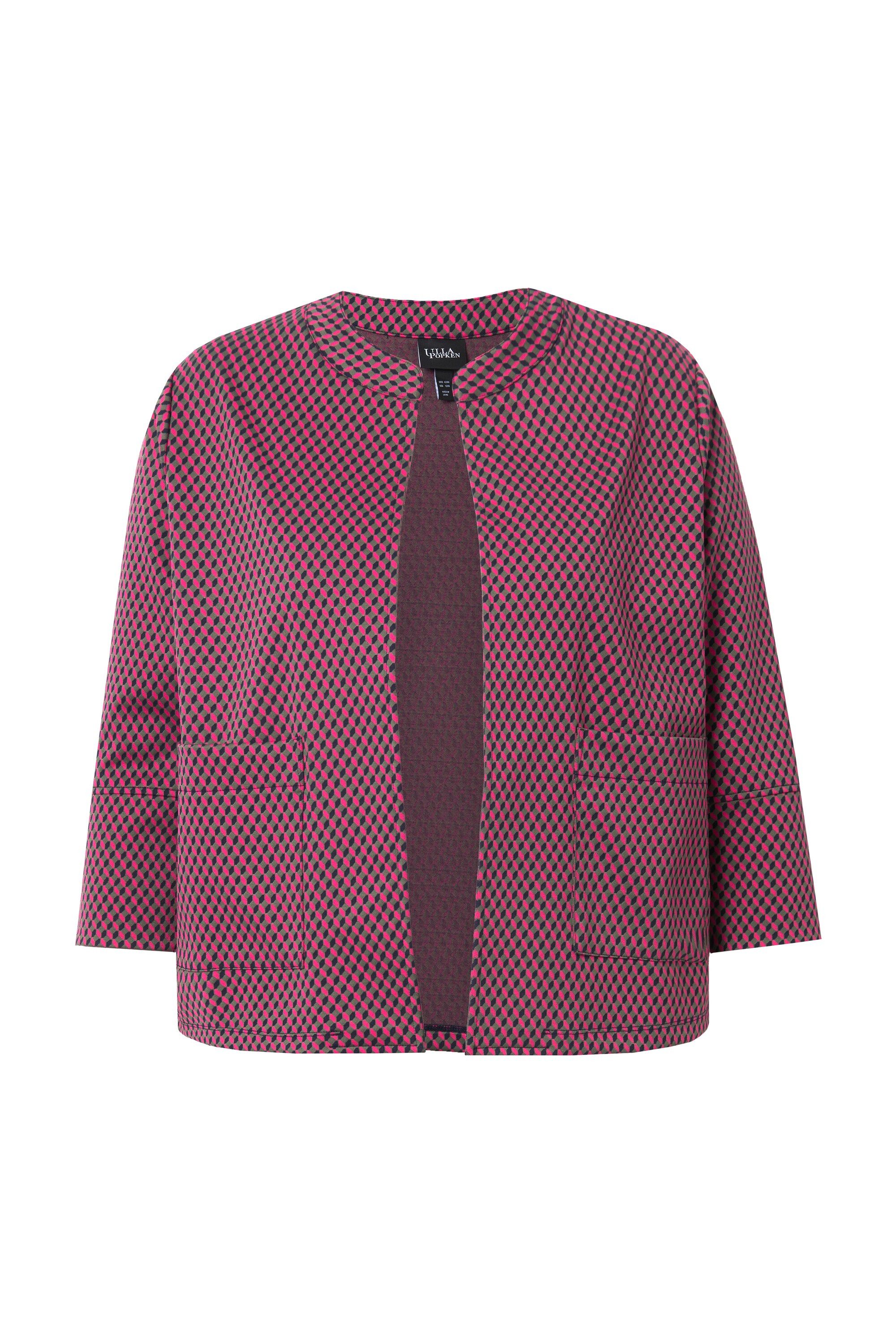 Sommerjacke Jacquard-Jacke offene Form Rundhals 3/4-Arm