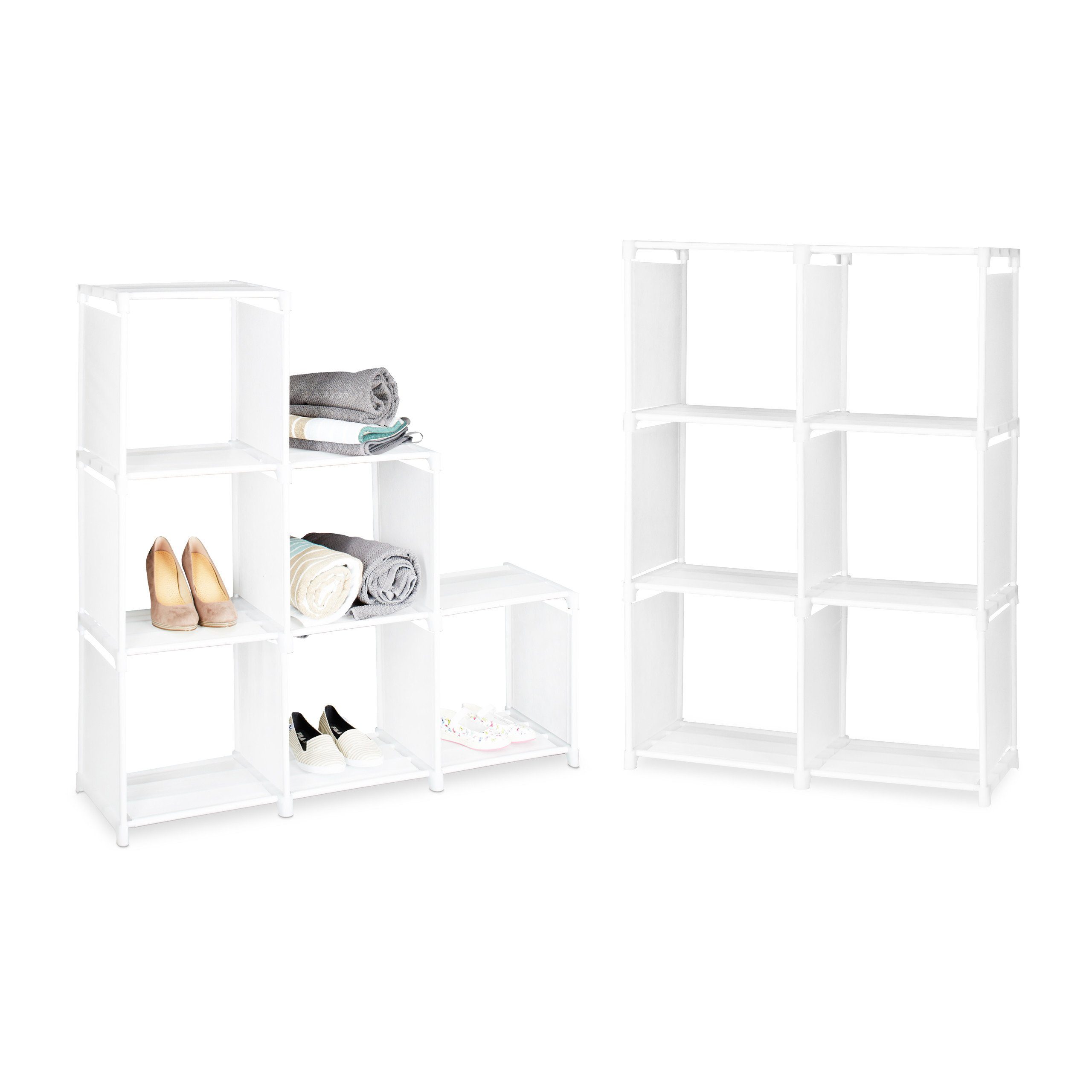 relaxdays Stufenregal 2 x Stufenregal mit 6 Fächern in Weiß