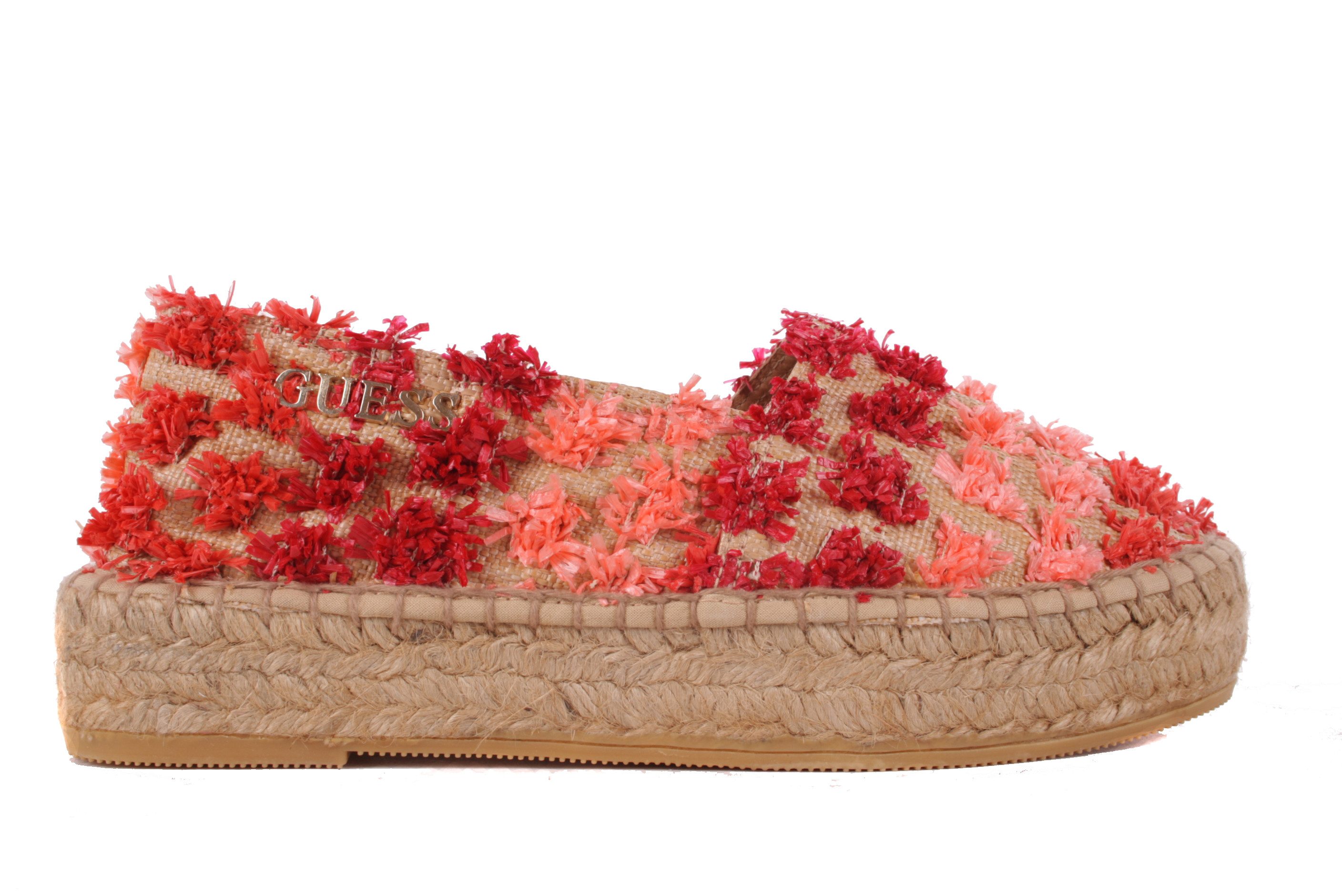 Guess Guess Damen Schlüpfschuhe Slipper Espandrilles Natur/Rot #747(EUR 35) Schnürschuh