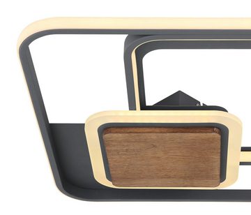 hofstein Deckenleuchte »Benetutti« Deckenlampe, Metall/Holz/Kunststoff, Anthrazit/Natur/Weiß, 3000 Kelvin, eckige Leuchte mit Element aus Echtholz, 1700 Lumen, 1xLED 48 Watt