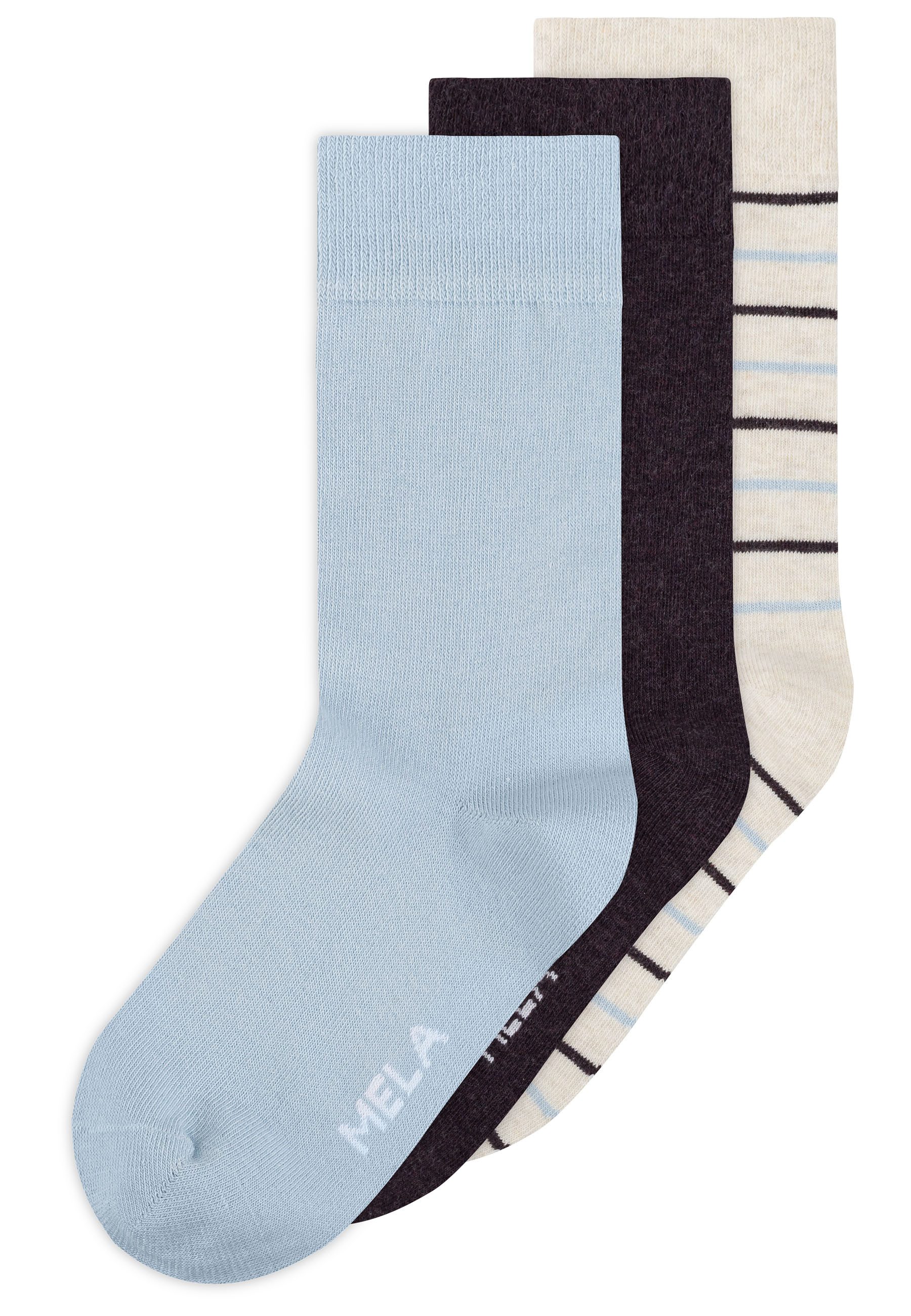 MELA Socken Basic Socken 3 Paare Frei von Polyester und Polyamid.