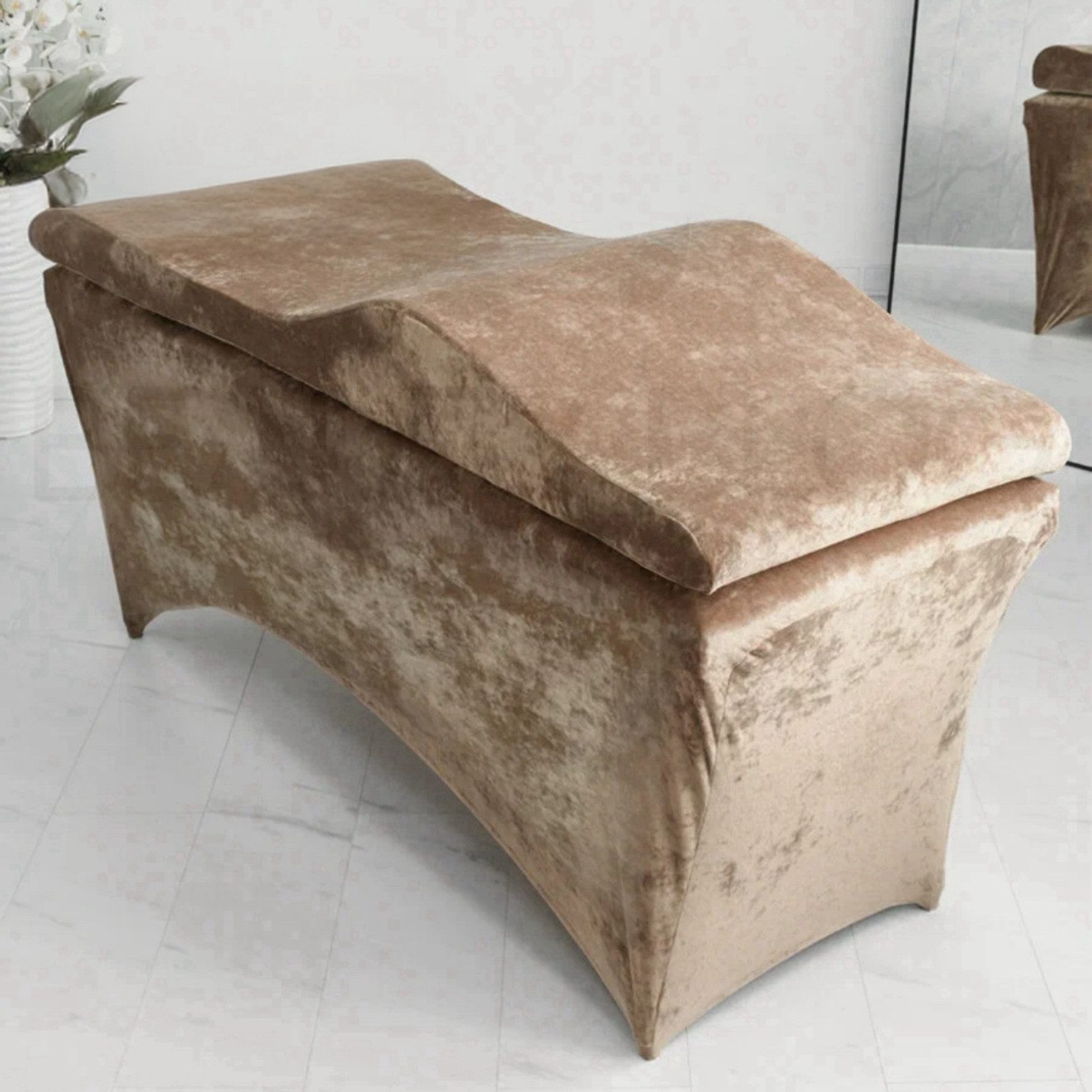 STM Company Massageliege Wave Matratze (Curved topper) mit Memory Foam, Liegenbezug, Set (180x60 / 190x70 cm, für Wimpernverlängerungen, PMU), für Kosmetikliege, Behandlungsliege, Wimpermstudio