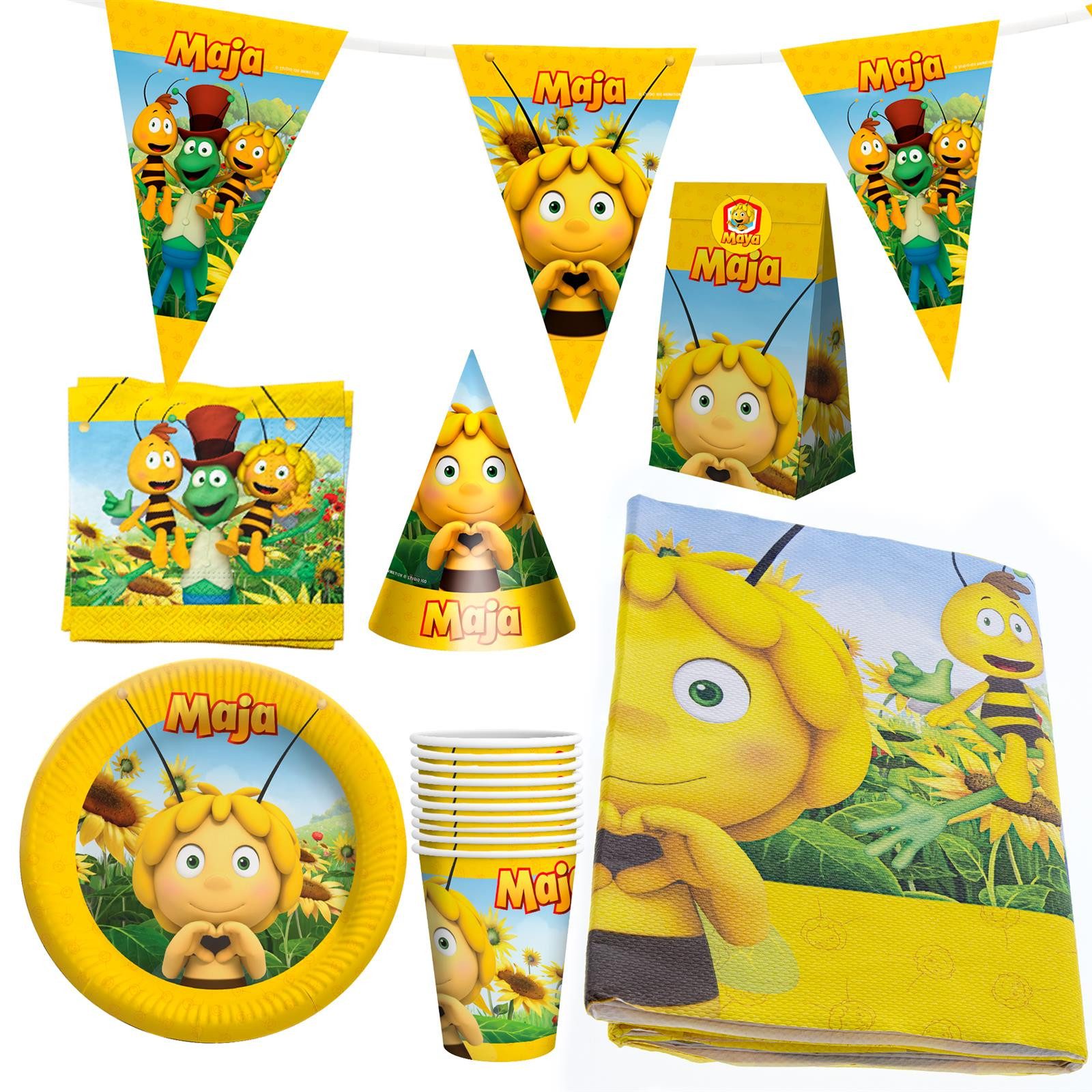 Party Factory Dekoteller Biene Maja XXL-Partyset 58-teilig Geschirr- Tisch- und Raumdekoration, für 8 Personen