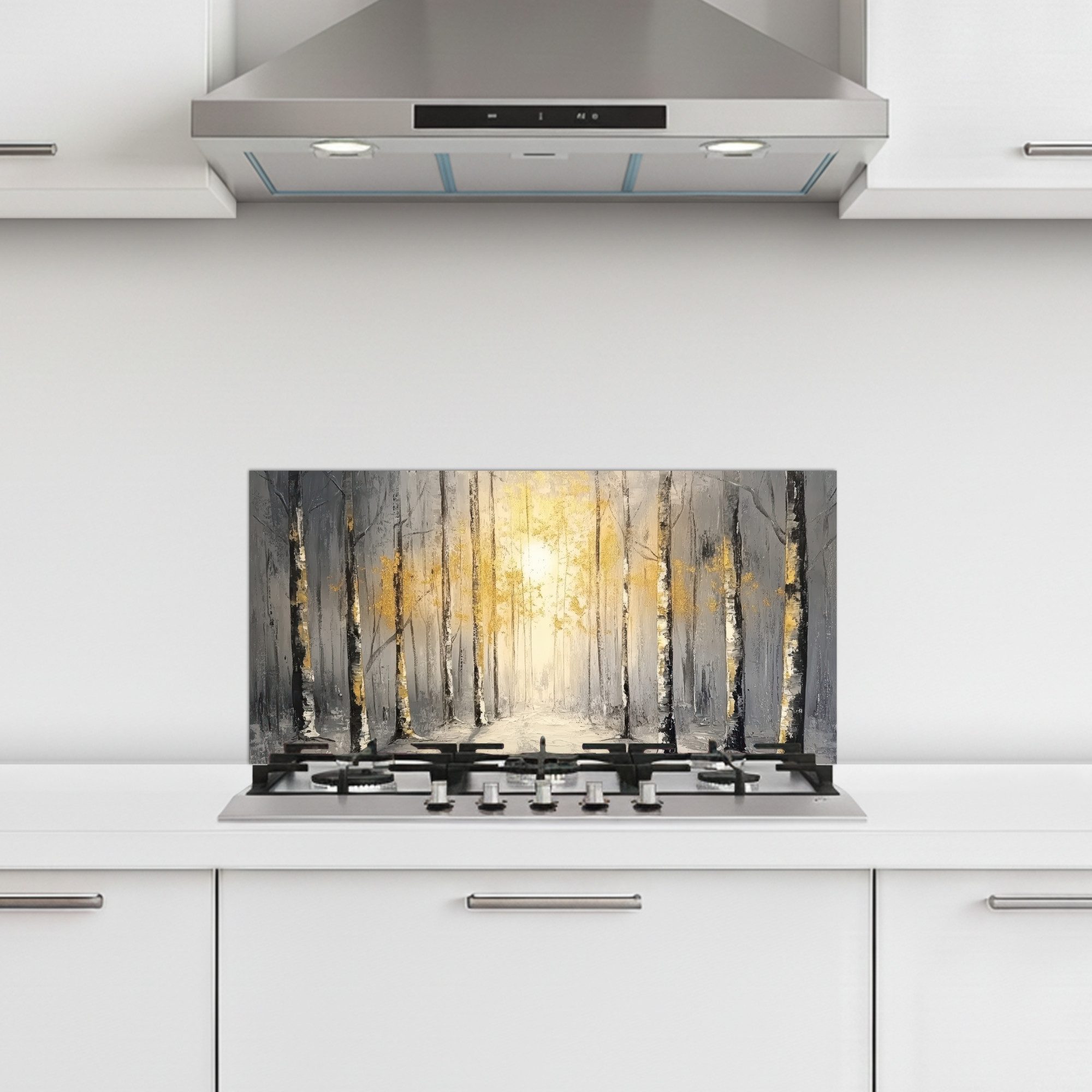 KitchenYeah Küchenrückwand selbstklebend (keine Folie) Winter - Abstrakt - Schnee - Natur - Sonne, (1-tlg), Spritzschutz Herd Wand, Küchen Deko, 70x30 cm