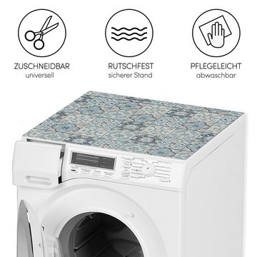 matches21 HOME & HOBBY Antirutschmatte Waschmaschinenauflage Kachel blau rutschfest 65 x 60 cm, Waschmaschinenabdeckung als Abdeckung für Waschmaschine und Trockner