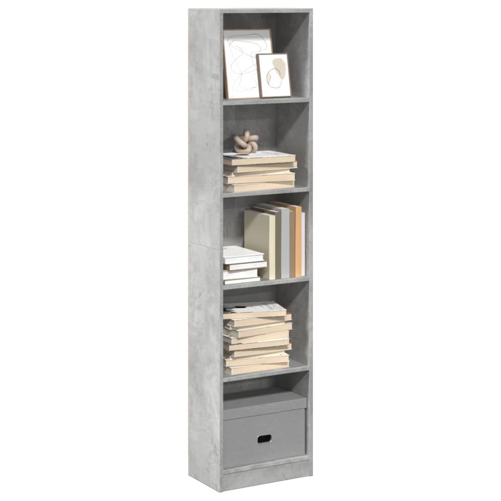 vidaXL Bücherregal Bücherregal Betongrau 40x24x176 cm Holzwerkstoff, 1-tlg.