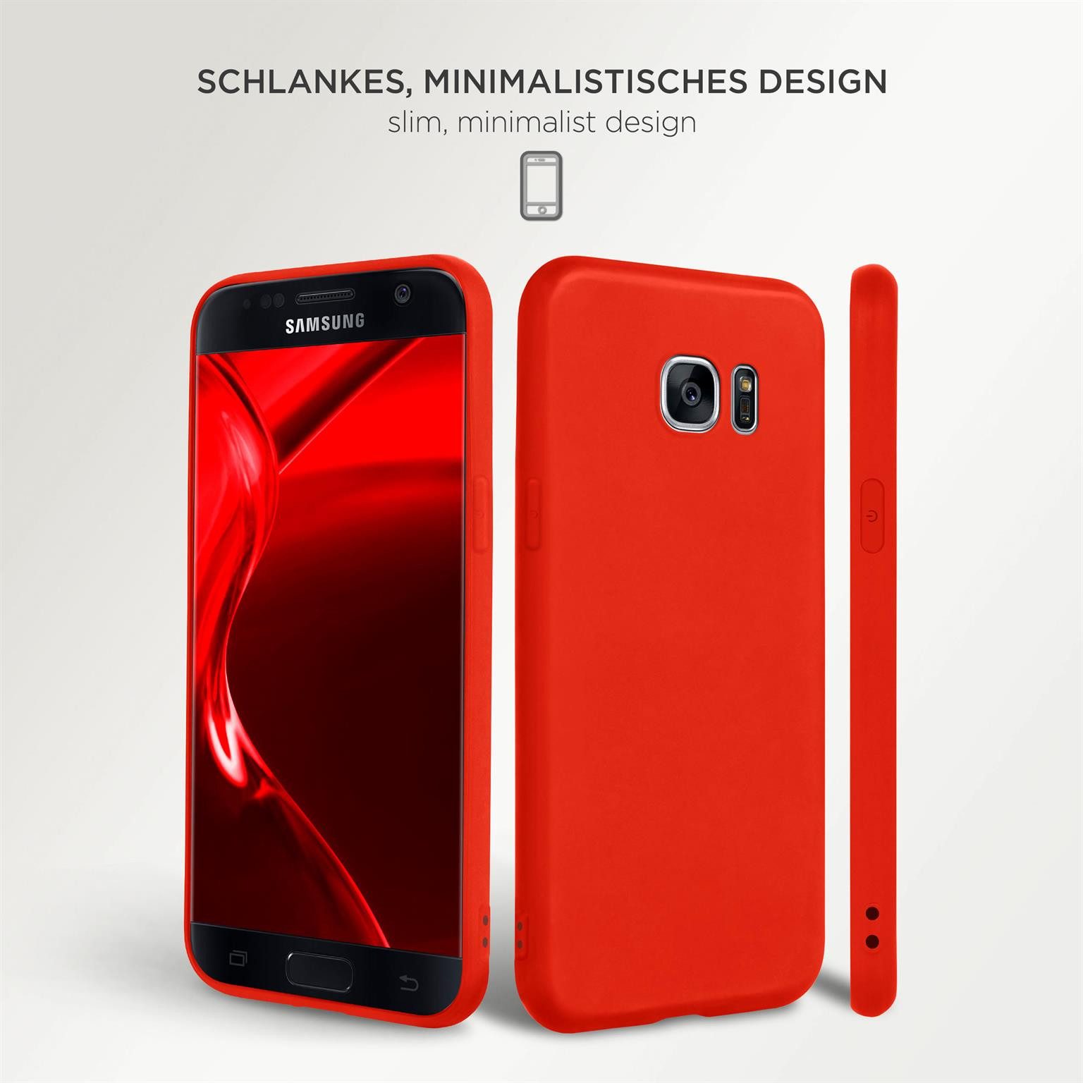 ONEFLOW Handyhülle für Samsung Galaxy S7 Hülle Dünn SlimShield Pro Rot 5,1 Zoll, Backcover TPU Case Handyhülle minimalistisch Schutzhülle Erhöhter Rand