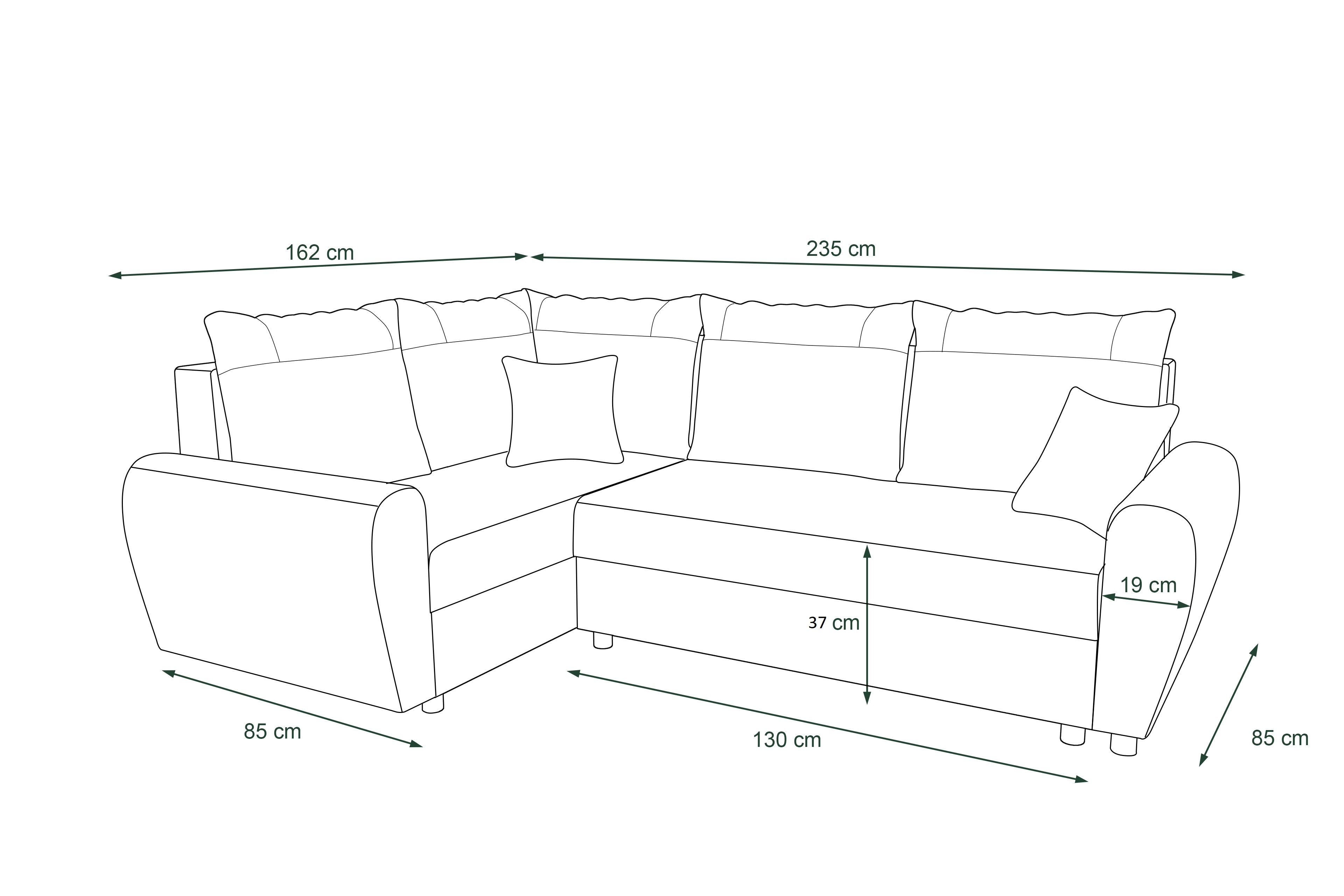 L-Form, Bettfunktion, Design Eckcouch, Sofa, Ecksofa Sitzkomfort, Bettkasten, mit mit Stylefy Valence, Modern