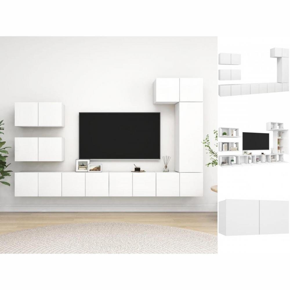 Spanplatte vidaXL Weiß 8-tlg Kleiderschrank TV-Schrank-Set