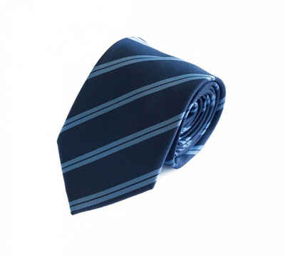 Fabio Farini Krawatte gestreifte Herren Krawatte - Tie mit Streifen in 6cm oder 8cm Breite (ohne Box, Gestreift) Schmal (6cm), Navyblau/Tiefblau