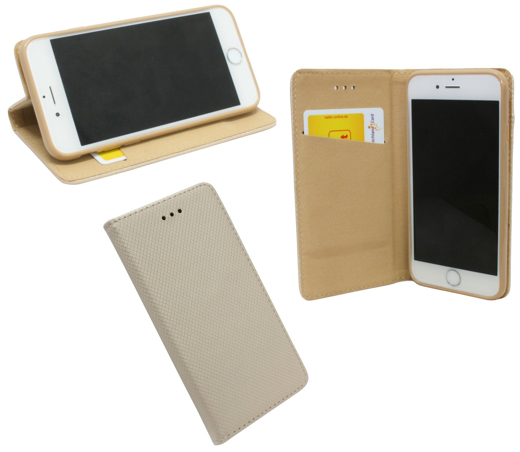 cofi1453 Handyhülle Tasche für iPhone SE 2020, Schutzhülle Handy Flip Cover  Klapptasche Gold