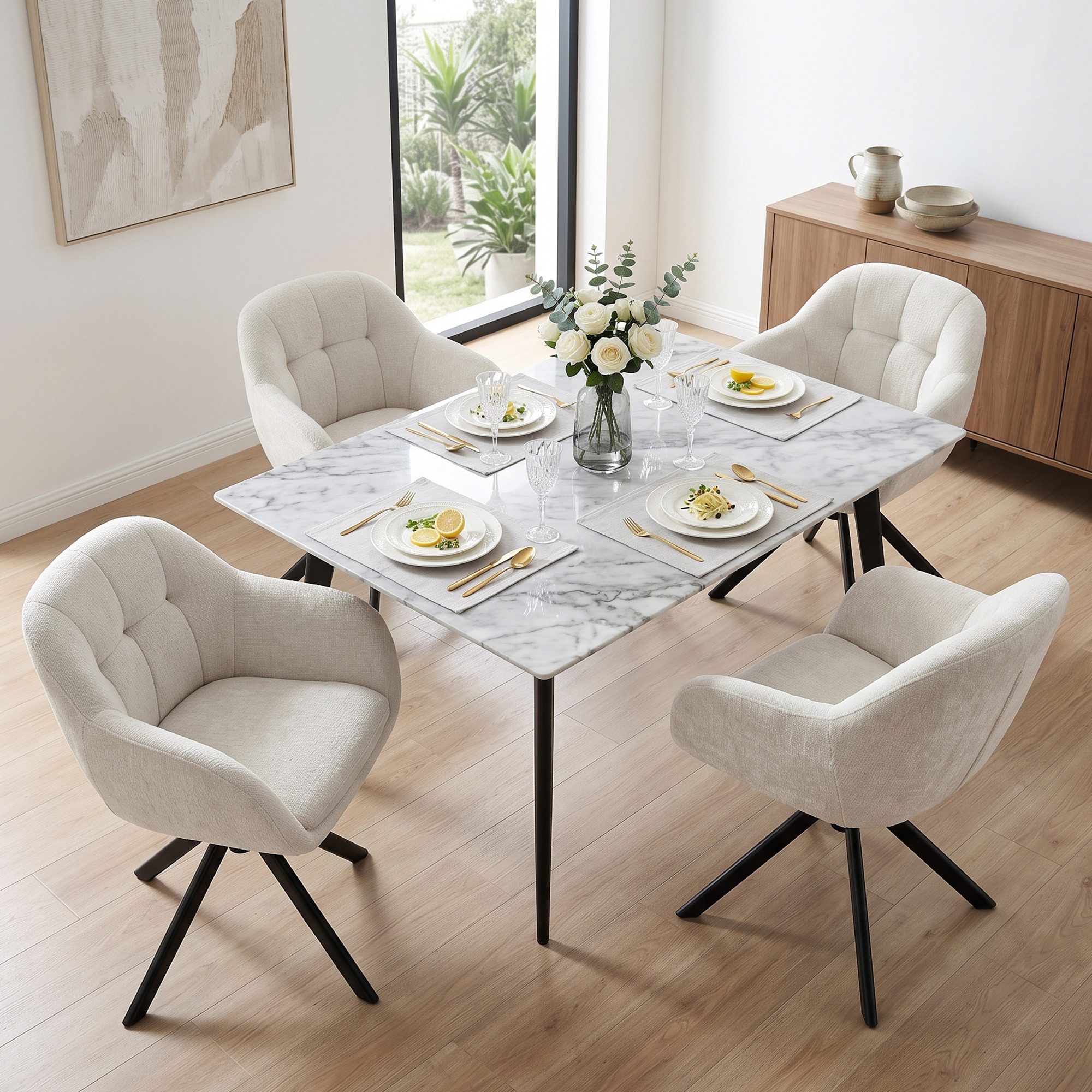 Duhome Loungesessel (9-213A), Armlehnstuhl aus Chenille-Stoff, Schminktisch Stuhl 360° drehbar
