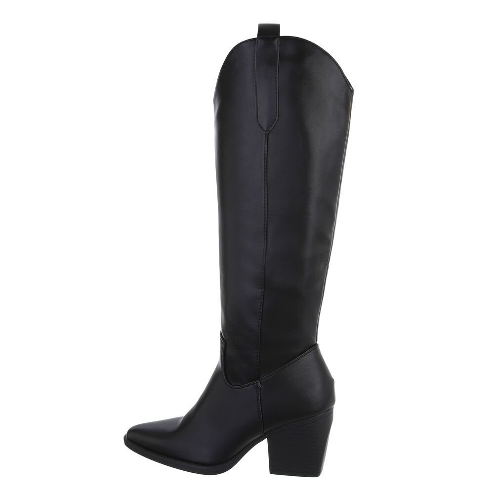 Ital-Design Damen Cowboyboots Western Stiefel Blockabsatz Western- & Bikerstiefel in Schwarz