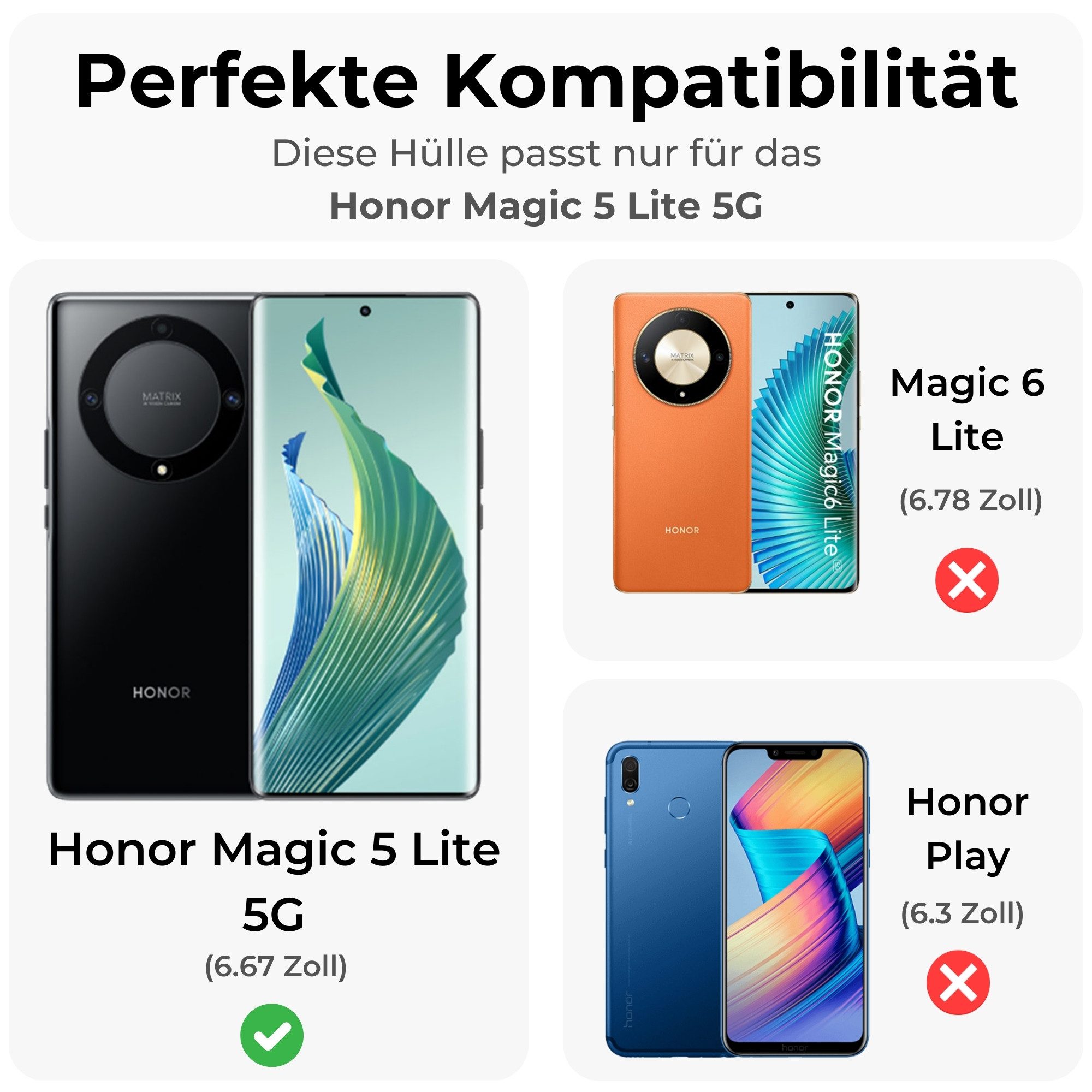 betterfon Handyhülle Carbon Hülle für Honor Magic 5 Lite 5G Backcover TPU Silikon Schwarz, Carbon-Look – stoßfestes Case mit Air-Cushion & Metall-Optik