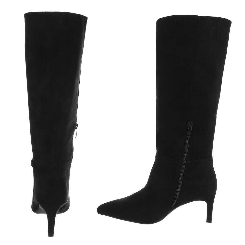 Ital-Design Damen Kniehohe Stiefel mit Absatz und Schmuckriemen Stiefel (92355286) Pfennig-/Stilettoabsatz Stiefel in Schwarz – Bild 5 von 5