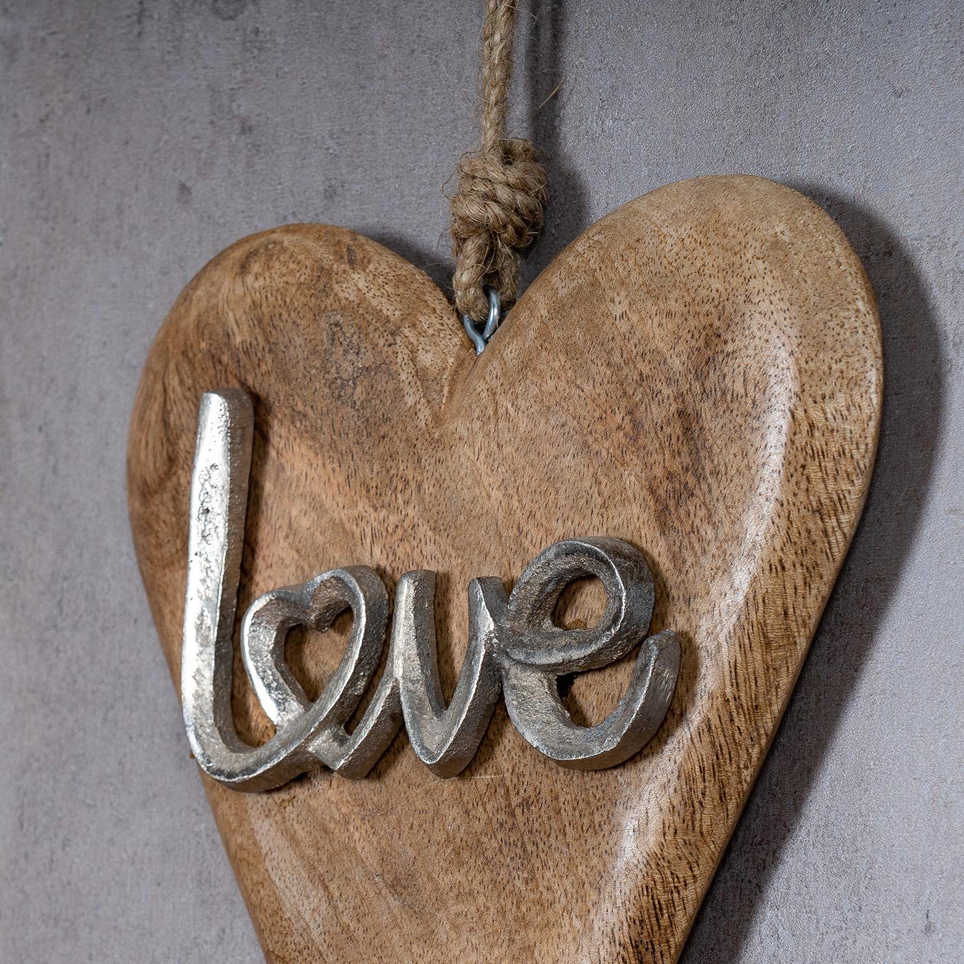 Holz Mango Levandeo® Aufhänger Love Wanddeko Türschild Deko-Schriftzug, Schriftzug H26cm