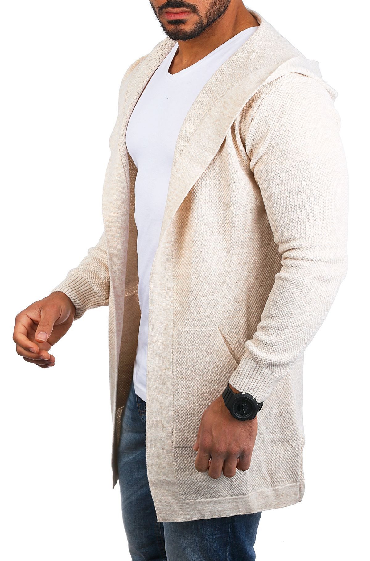 CARISMA Cardigan Herren leichte Herren Feinstrick Weste Strickjacke lange Passform 7717 in Unifarbe