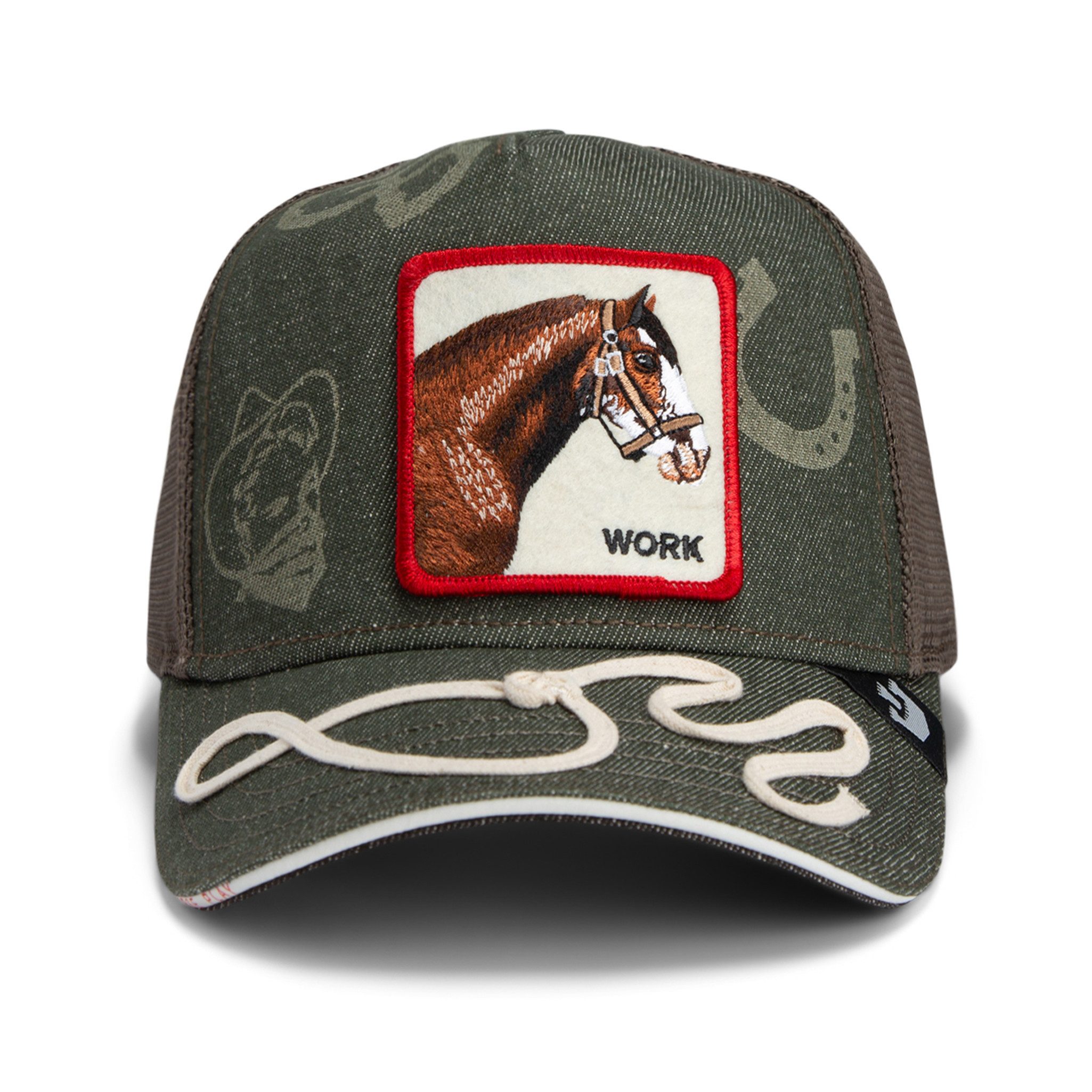 GOORIN Bros. Trucker Cap Goorin Bros. OG Trucker Cap Horse Play Double Shift Olive (Basecap, Basecap, Meshcap, Trucker Kappe) Lasso auf dem Schirm