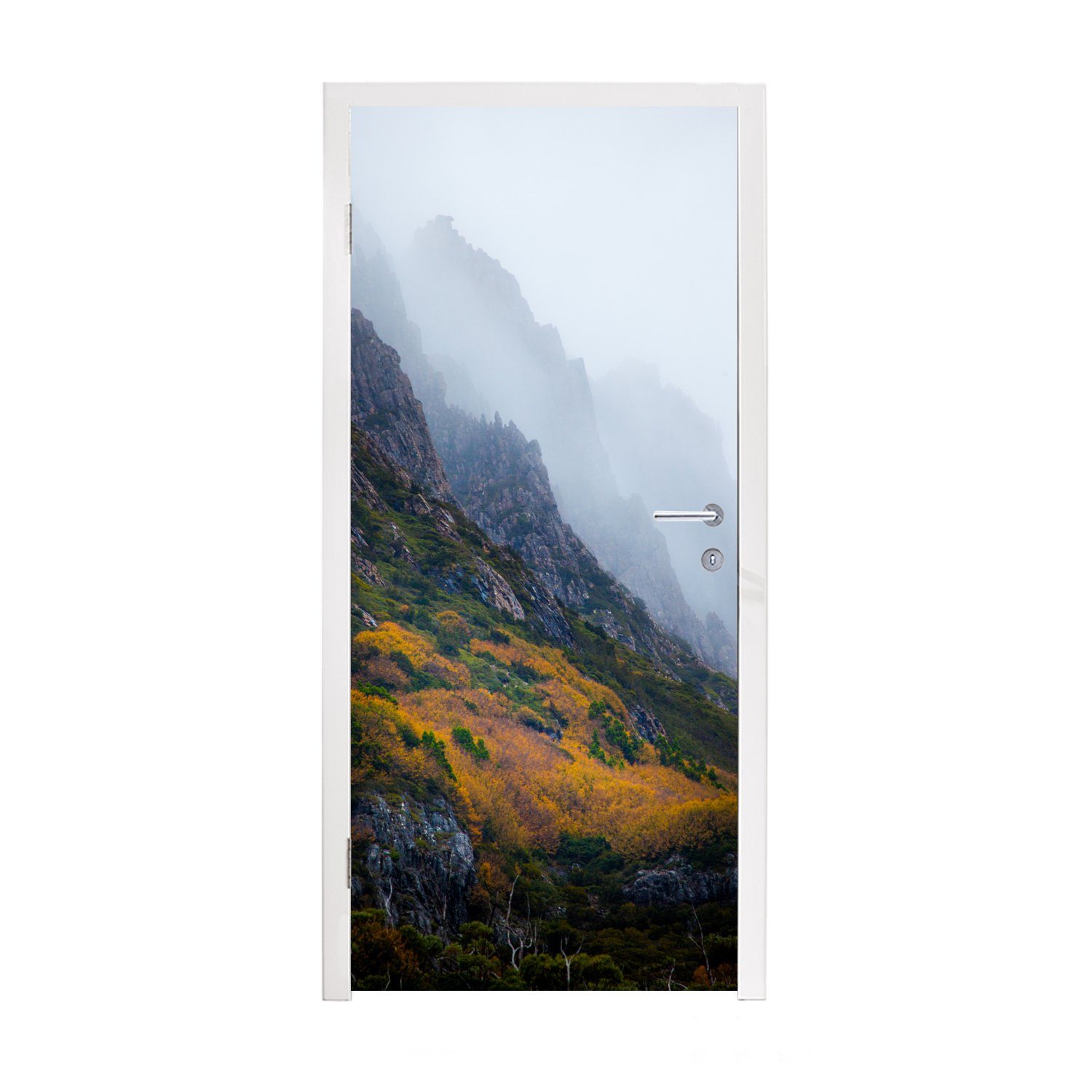 MuchoWow Türtapete Nebel über dem Cradle Mountain, Matt, bedruckt, (1 St), Fototapete für Tür, Türaufkleber, 75x205 cm