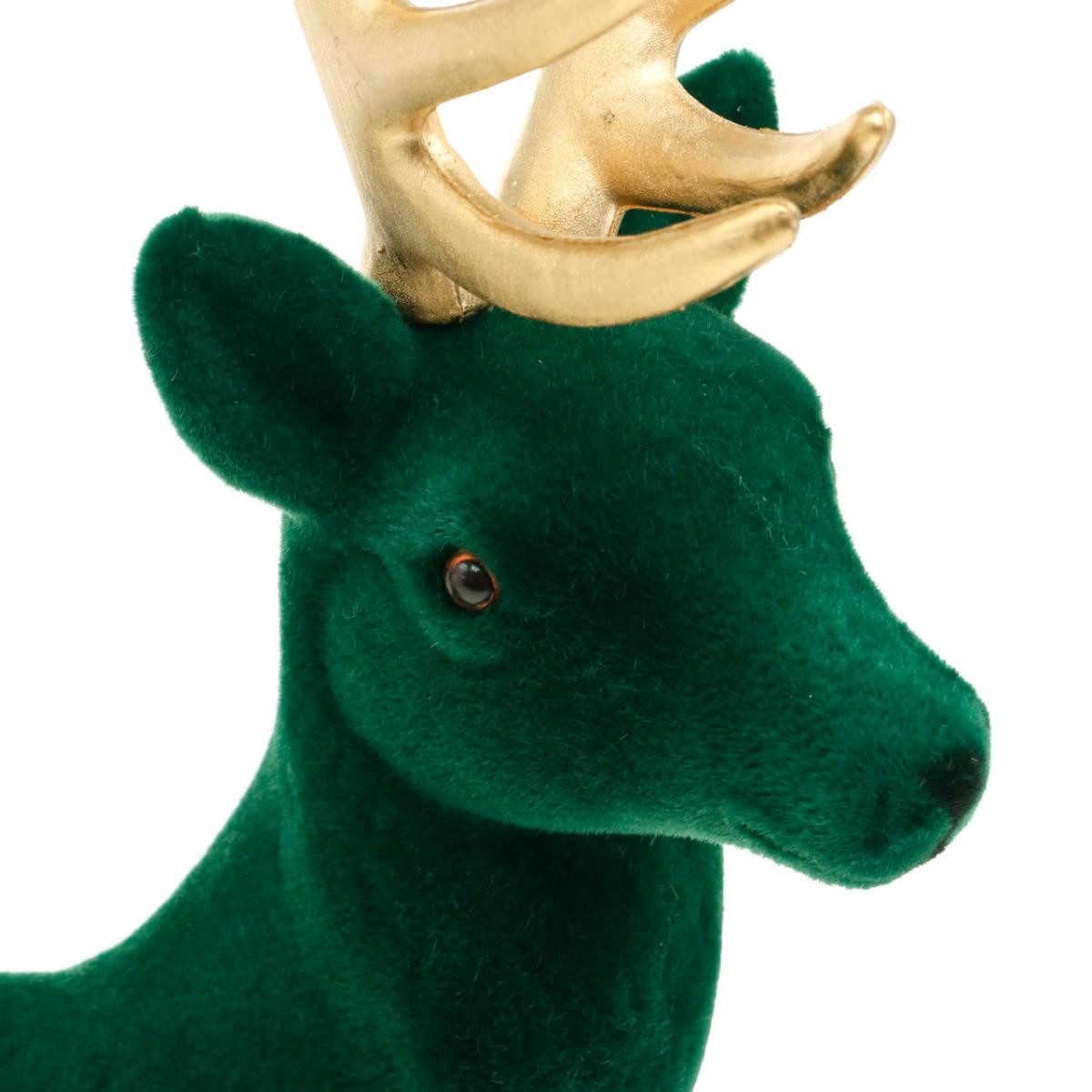 Florists Products Weihnachtsmann Deko Hirsch stehend Grün Gold 40cm Weihnachten Dekofigur Edel