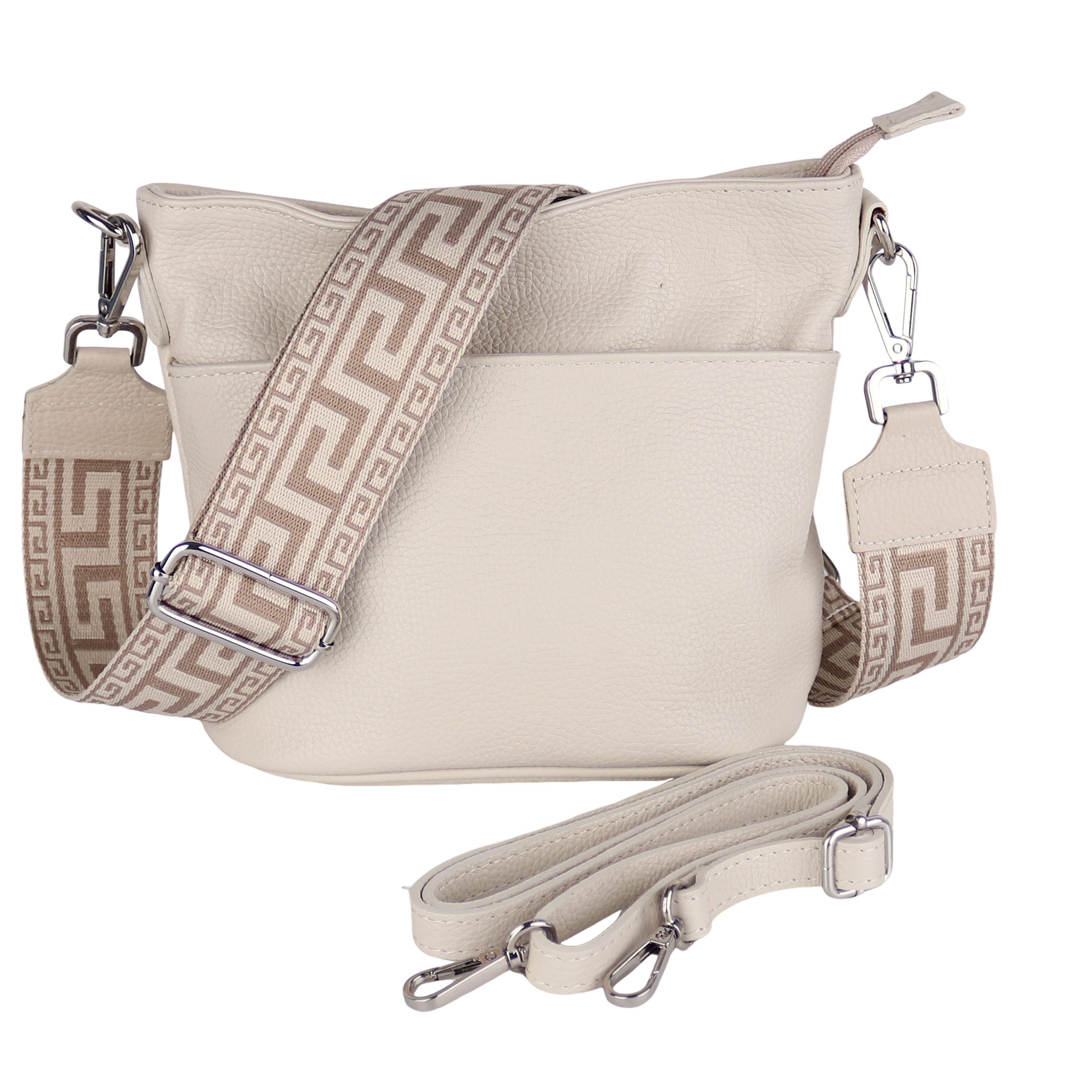 MIRROSI Umhängetasche Damen, Crossbody Bag, Echtleder Made in Italy (1 Tasche 2 Gurte oder Basic Version 1 Tasche 1 Gurt), 24x18x12cm (BXHXT)