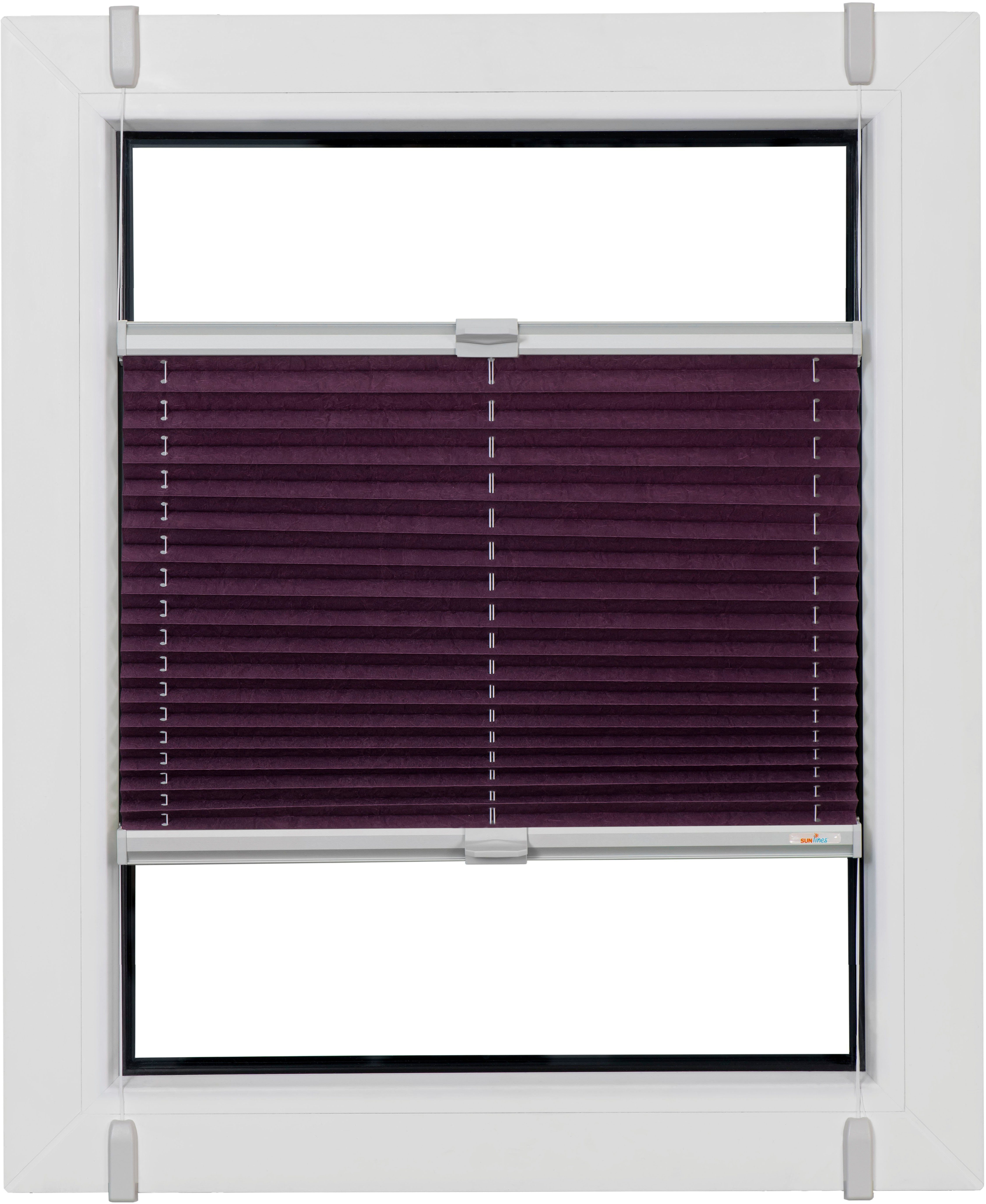 sunlines Plissee One Size Style Crush, blickdicht, ohne Bohren, verspannt, Klemmfix, Zubehörfarbe grau, zum Klemmen