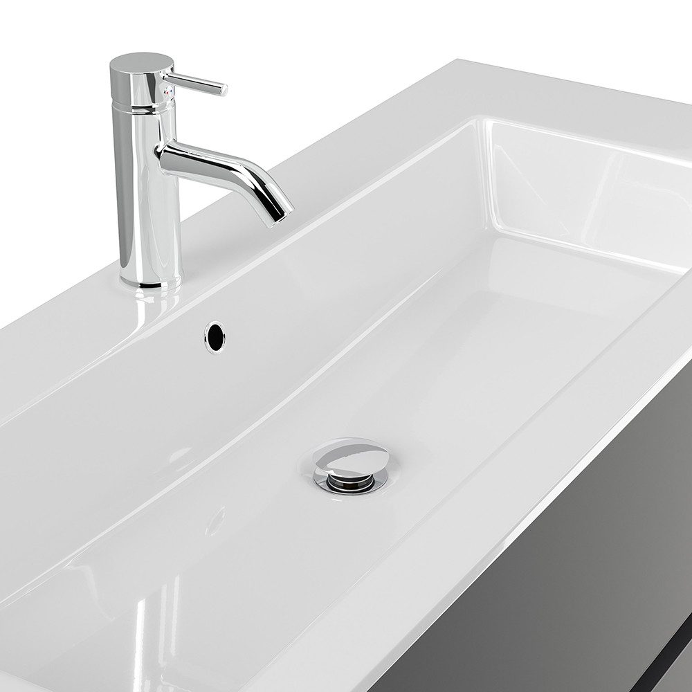 Lomadox Waschtisch LIVIGNO-02, 120cm breit, Mineralgusswaschbecken, graphit matt